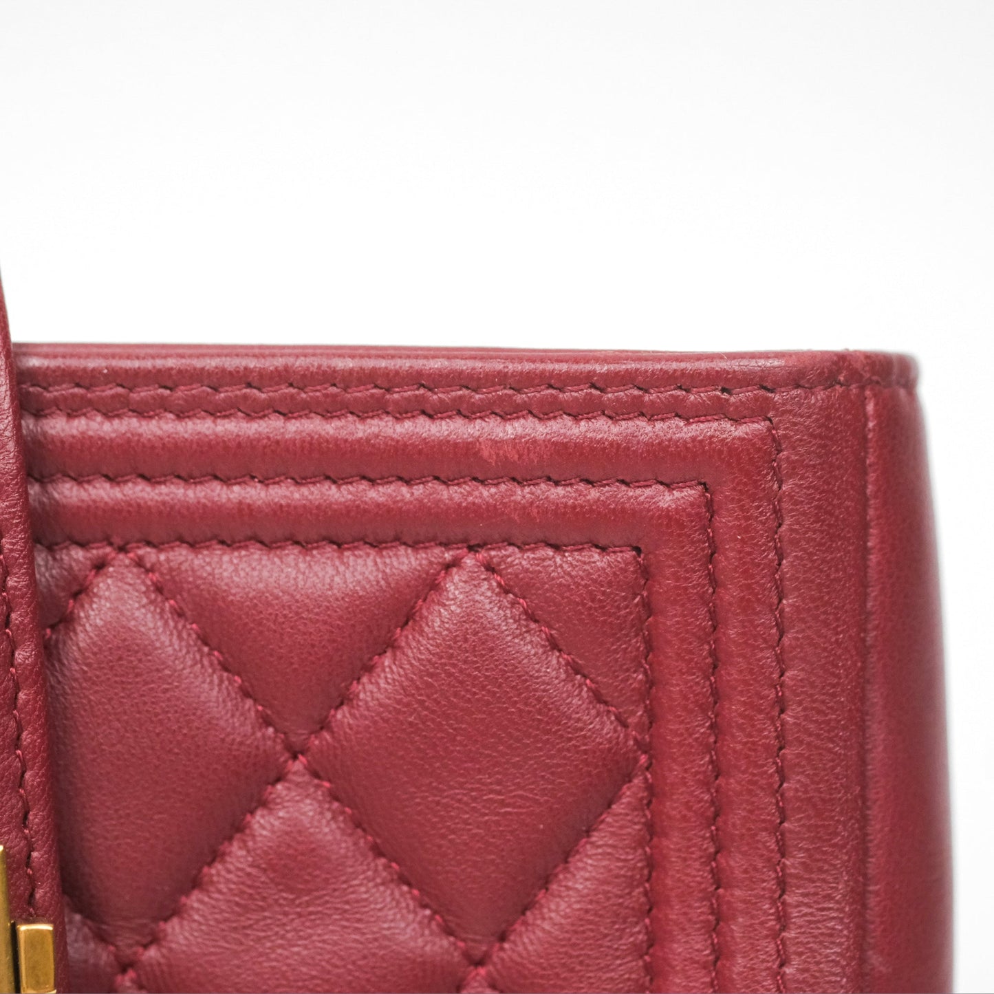 Chanel Quilted Boy Coin Case Dark Red Aged Gold Hardware
