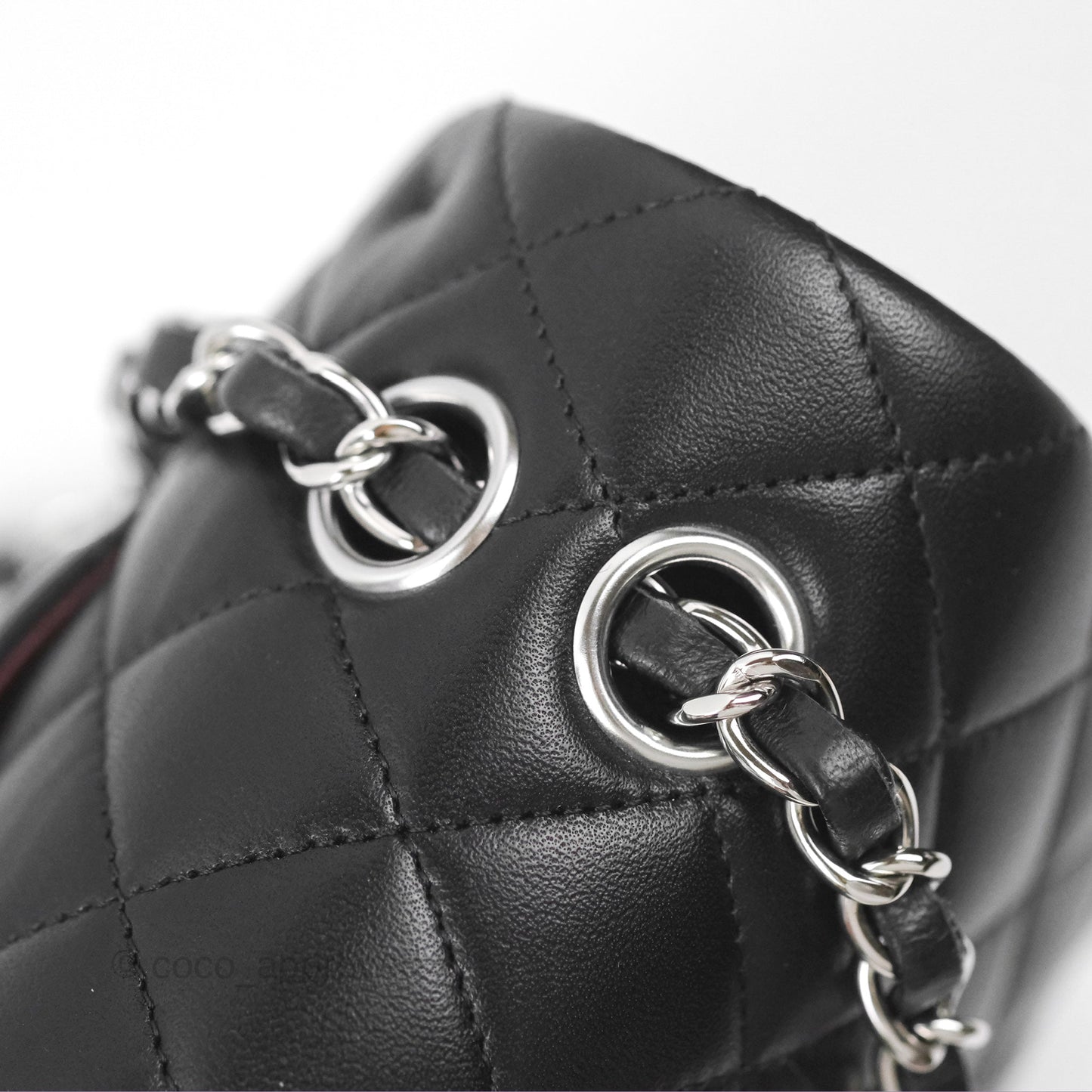 Chanel Classic M/L Medium Flap Quilted Black Lambskin Silver Hardware