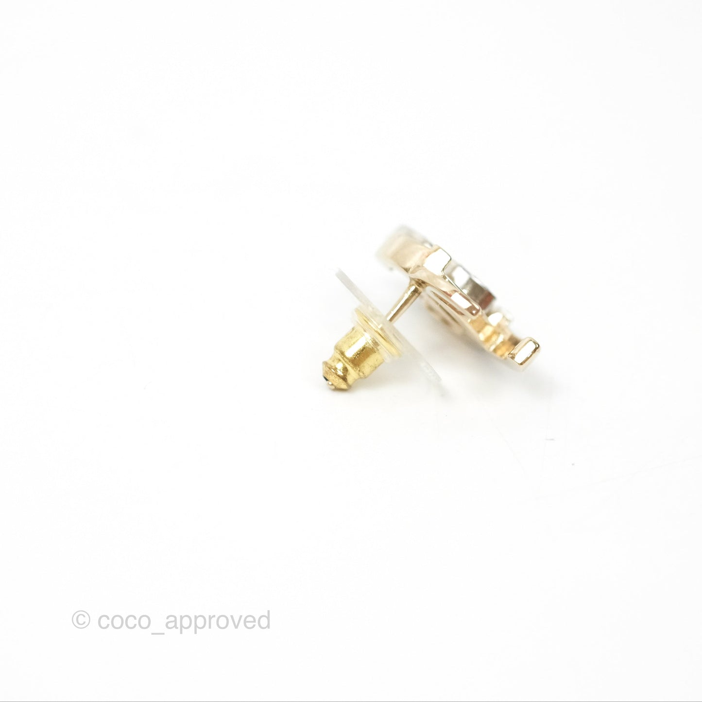 Chanel Double Crystal CC Earrings Silver & Gold Tone 21A