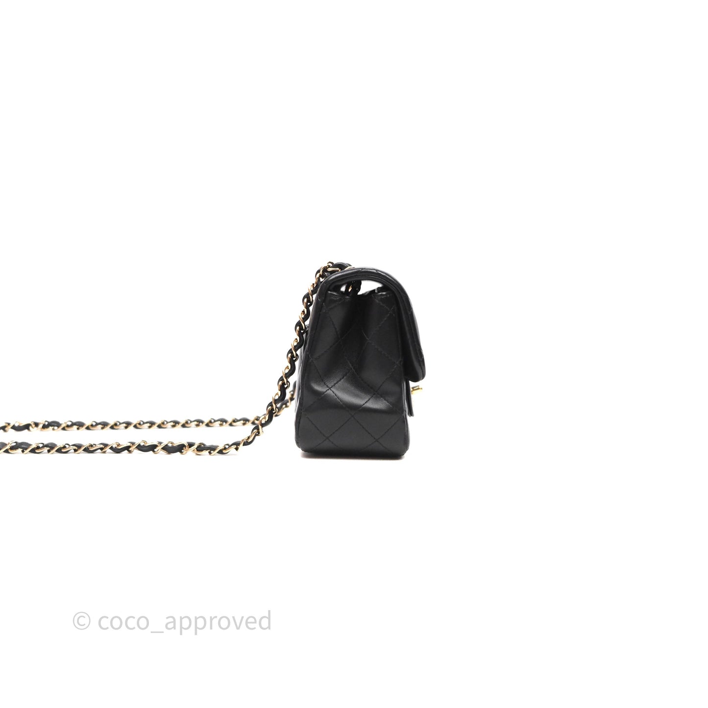 Chanel Mini Square Quilted Black Lambskin Gold Hardware