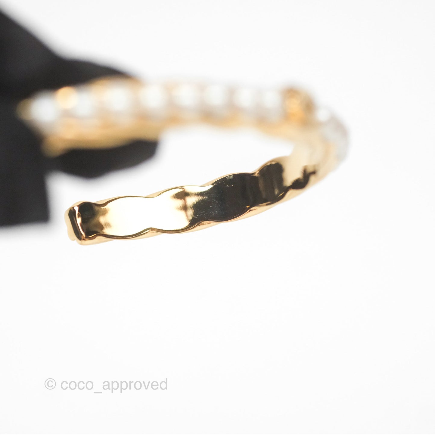 Chanel CC Pearls Bangle Bracelet Gold Tone 23A