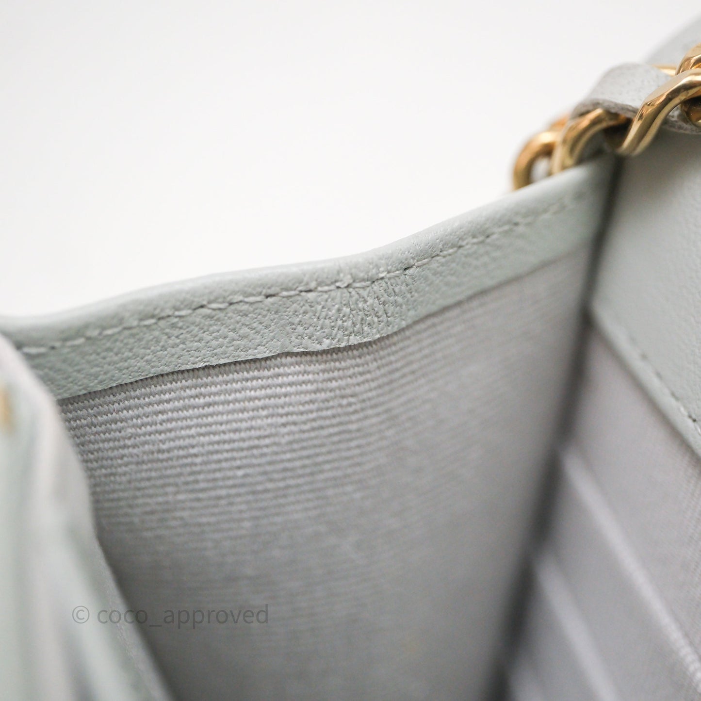 Chanel Classic Quilted Wallet on Chain WOC Grey Lambskin Gold Hardware
