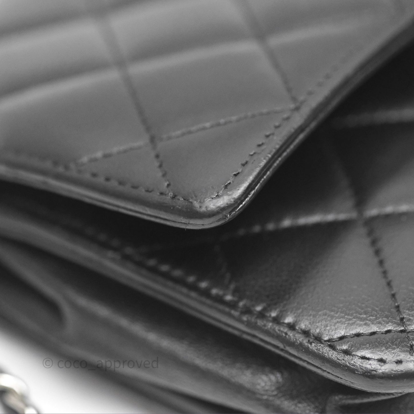 Chanel Quilted WOC Black Lambskin Silver Hardware