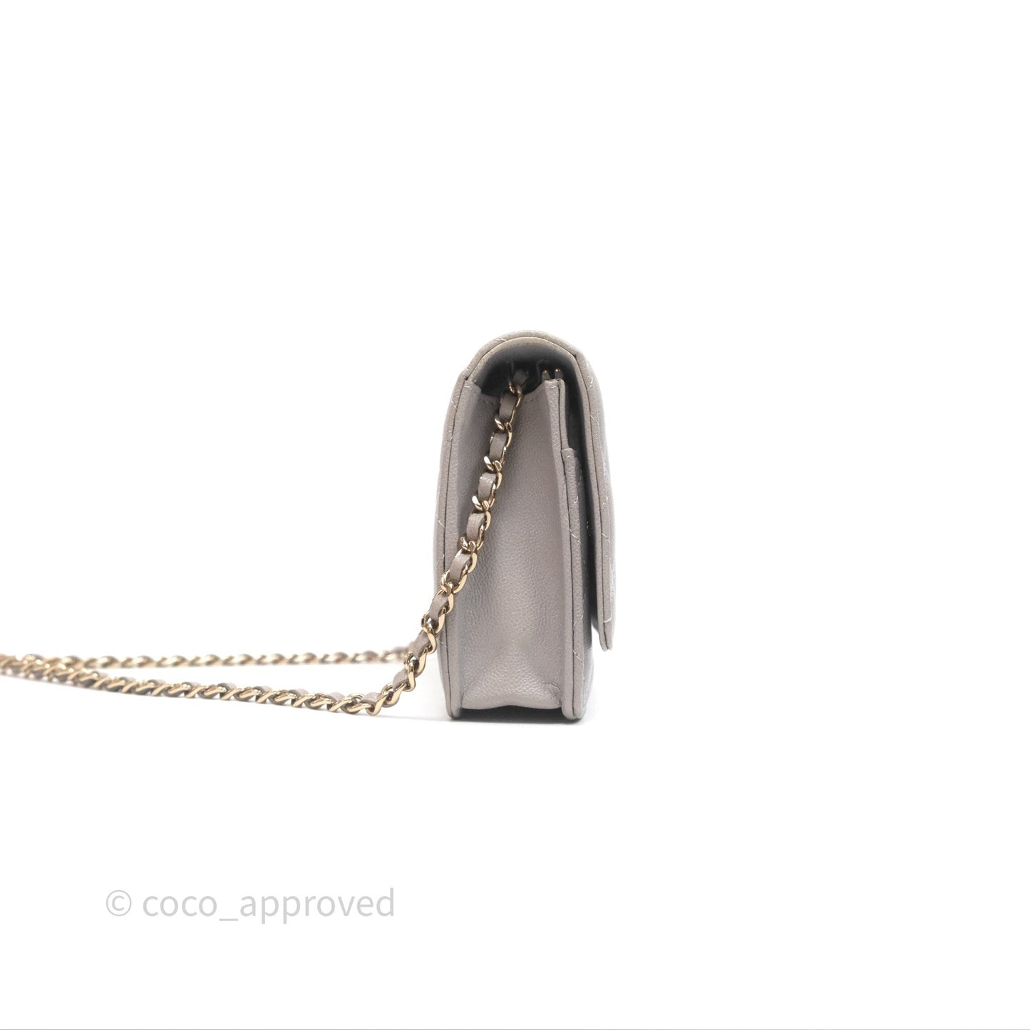Chanel Classic Quilted Wallet on Chain WOC Grey Caviar Gold Hardware