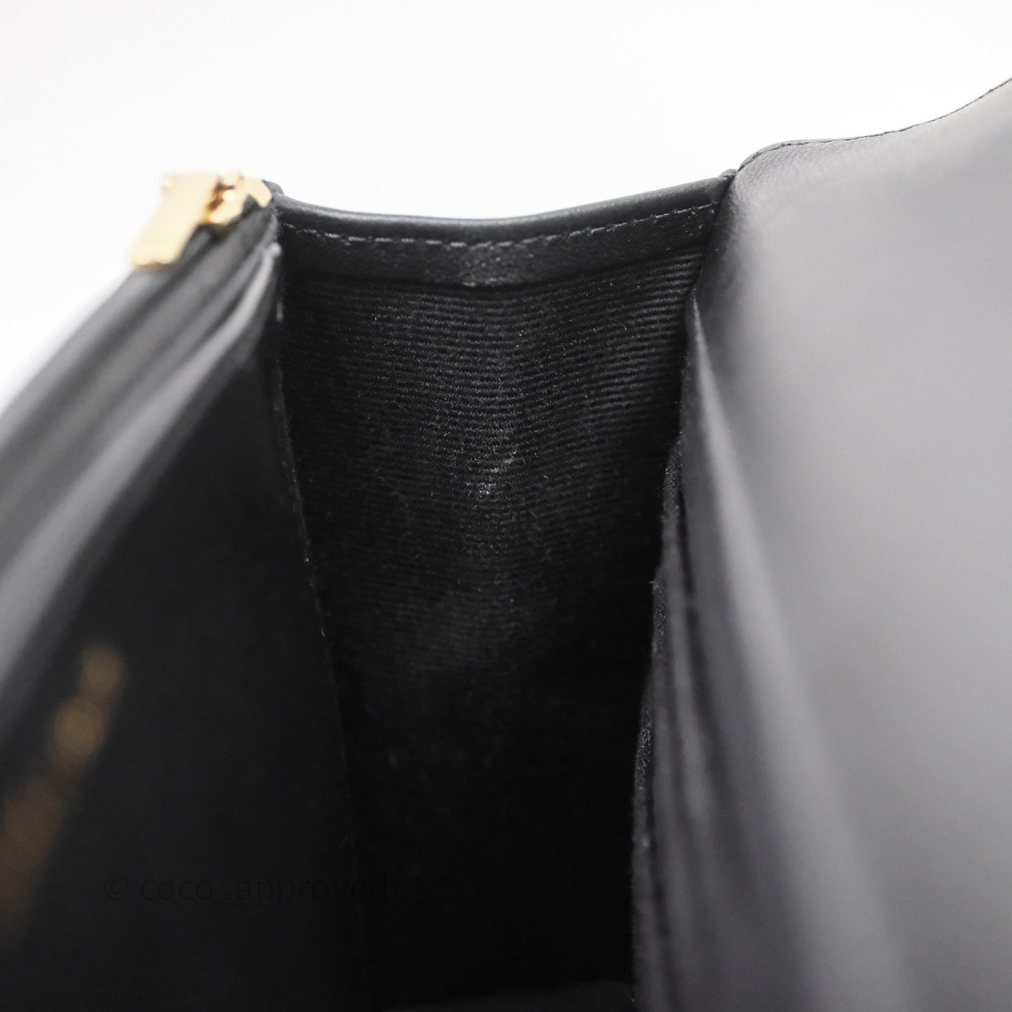 Chanel Top Handle Wallet On Chain WOC Black Lambskin Gold Hardware