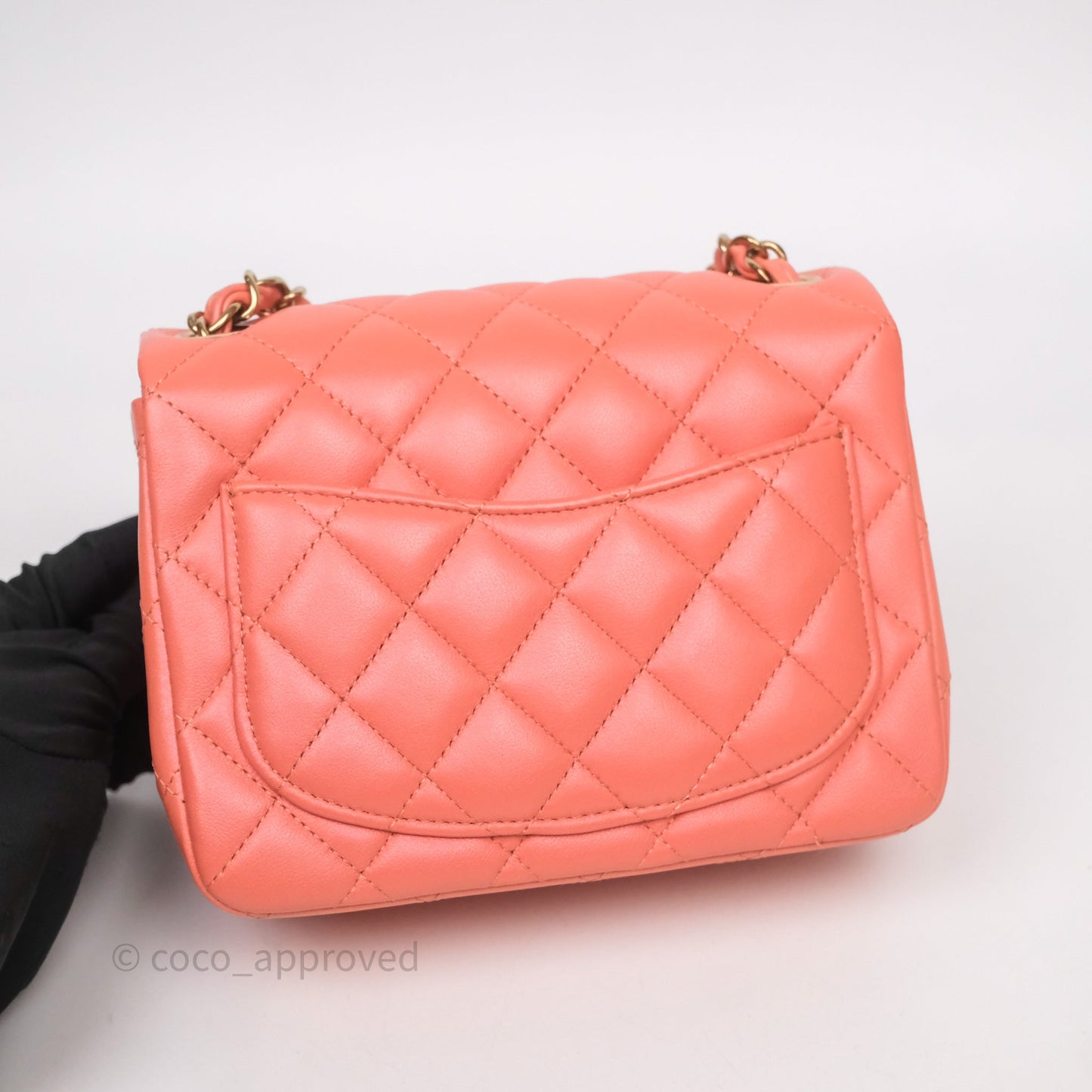 Chanel Mini Square Flap Quilted Pink Lambskin Gold Hardware