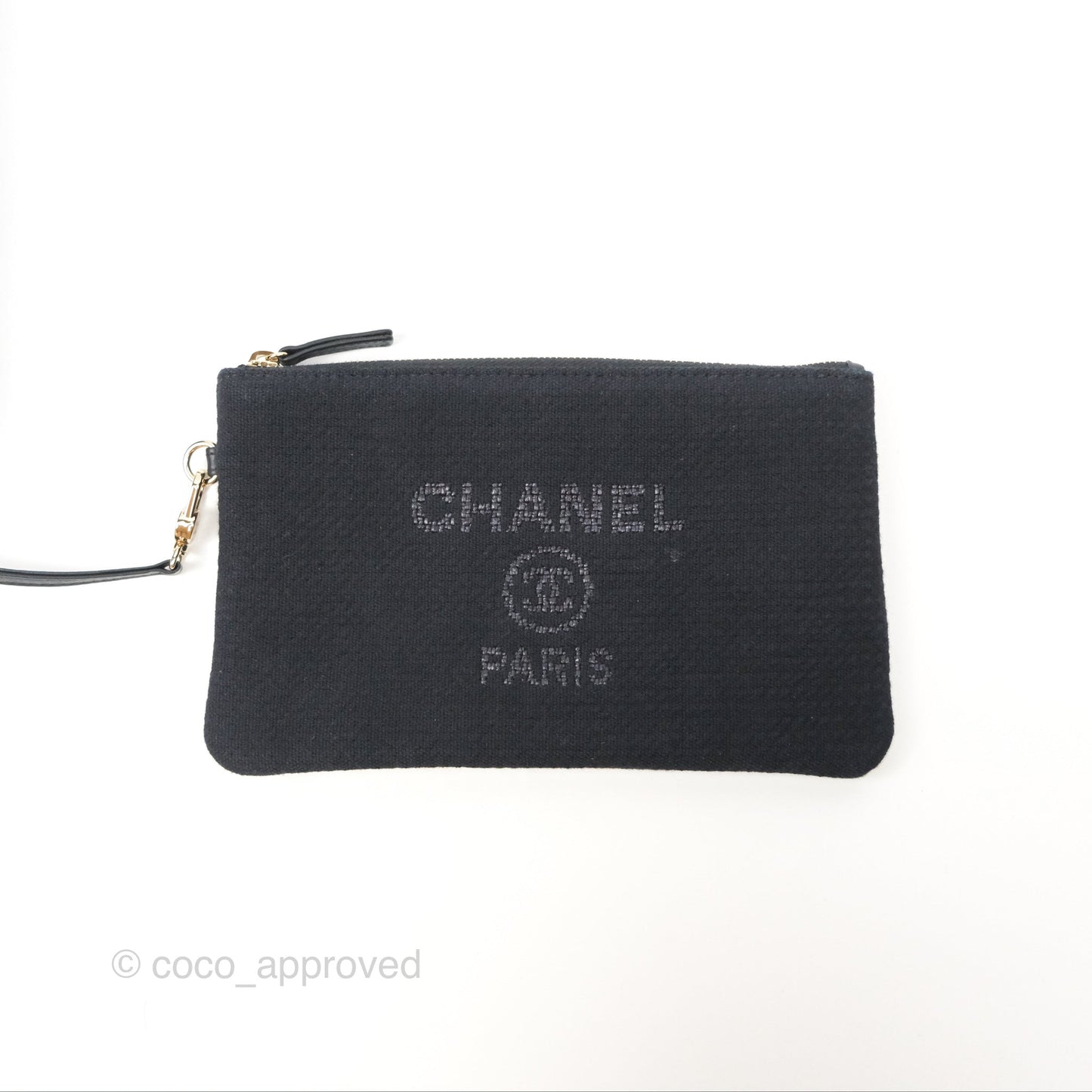 Chanel New Small Deauville Tote Dark Navy Cotton Raffia Logo