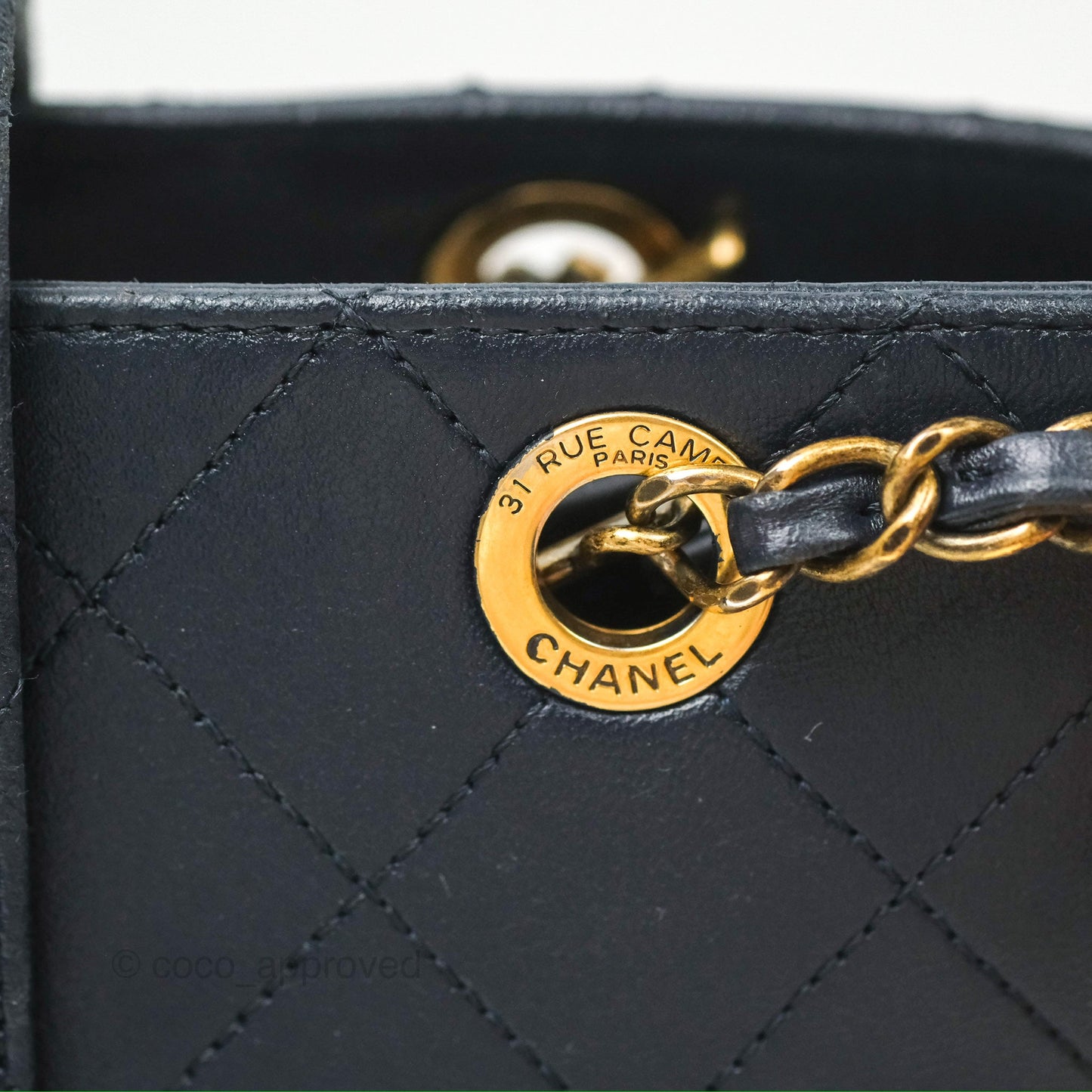 Chanel Medium Around The Corner Shopping Tote Navy Lambskin