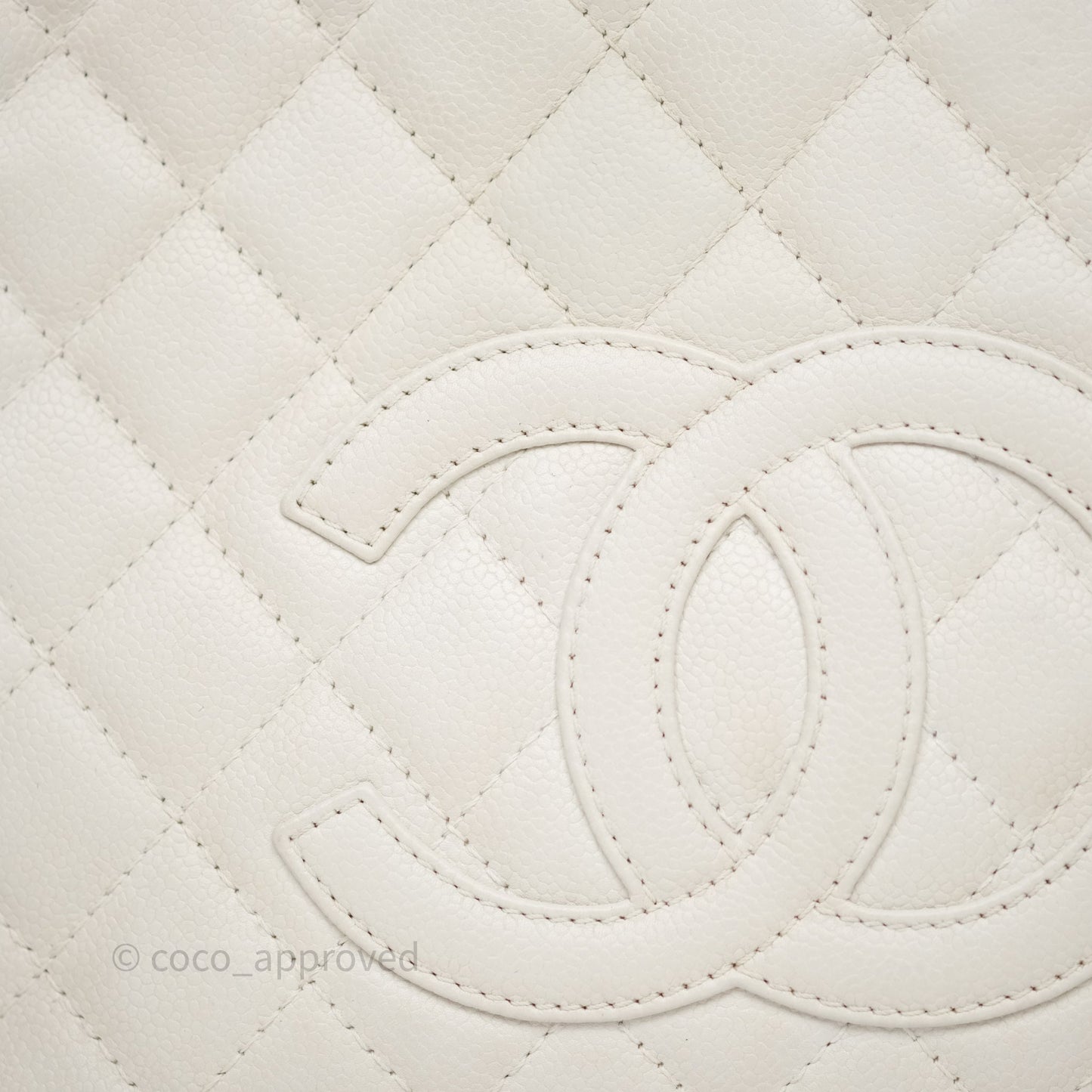 Chanel Vertical GST White Caviar Silver Hardware