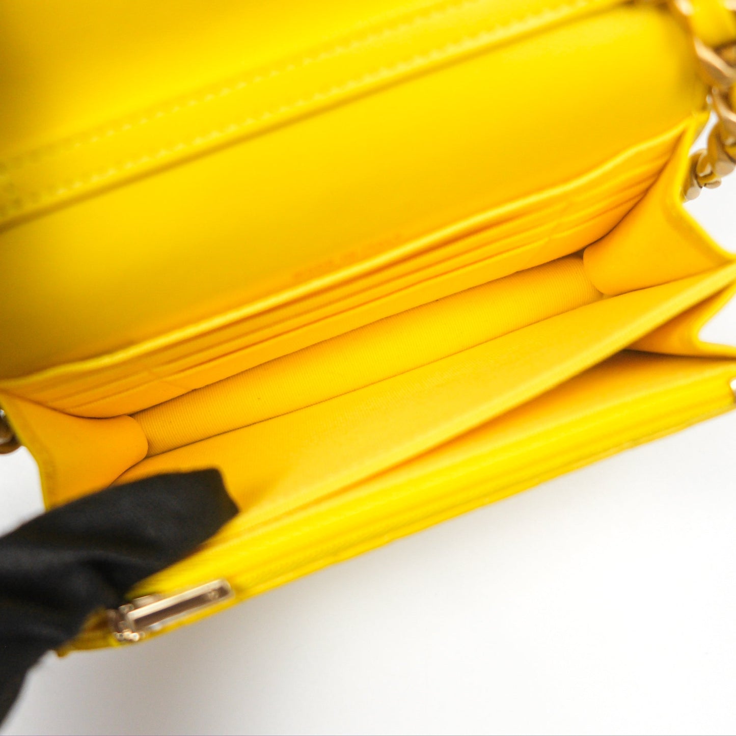 Chanel Lacquered Chain Mini WOC Yellow Lambskin