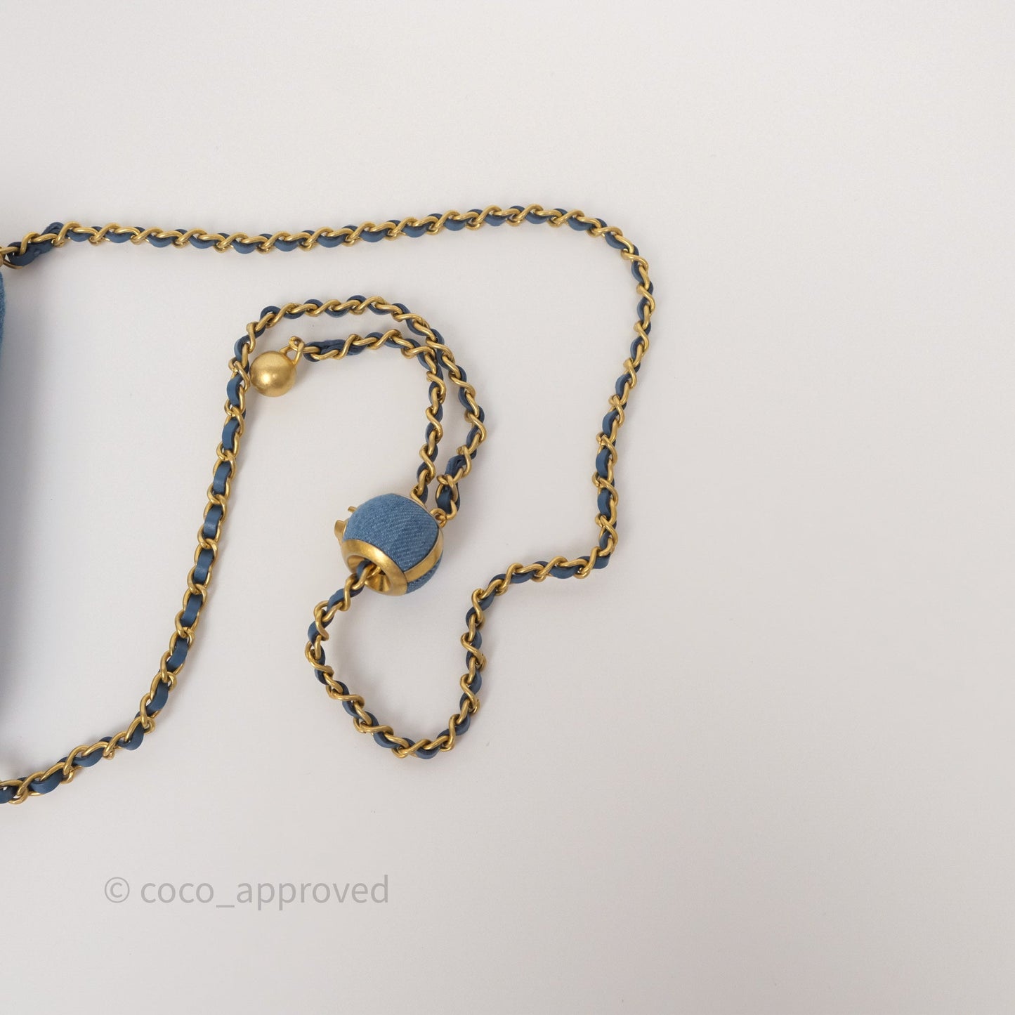 Chanel Mini Pearl Crush Clutch With Chain Belt Bag Denim Aged Gold Hardware