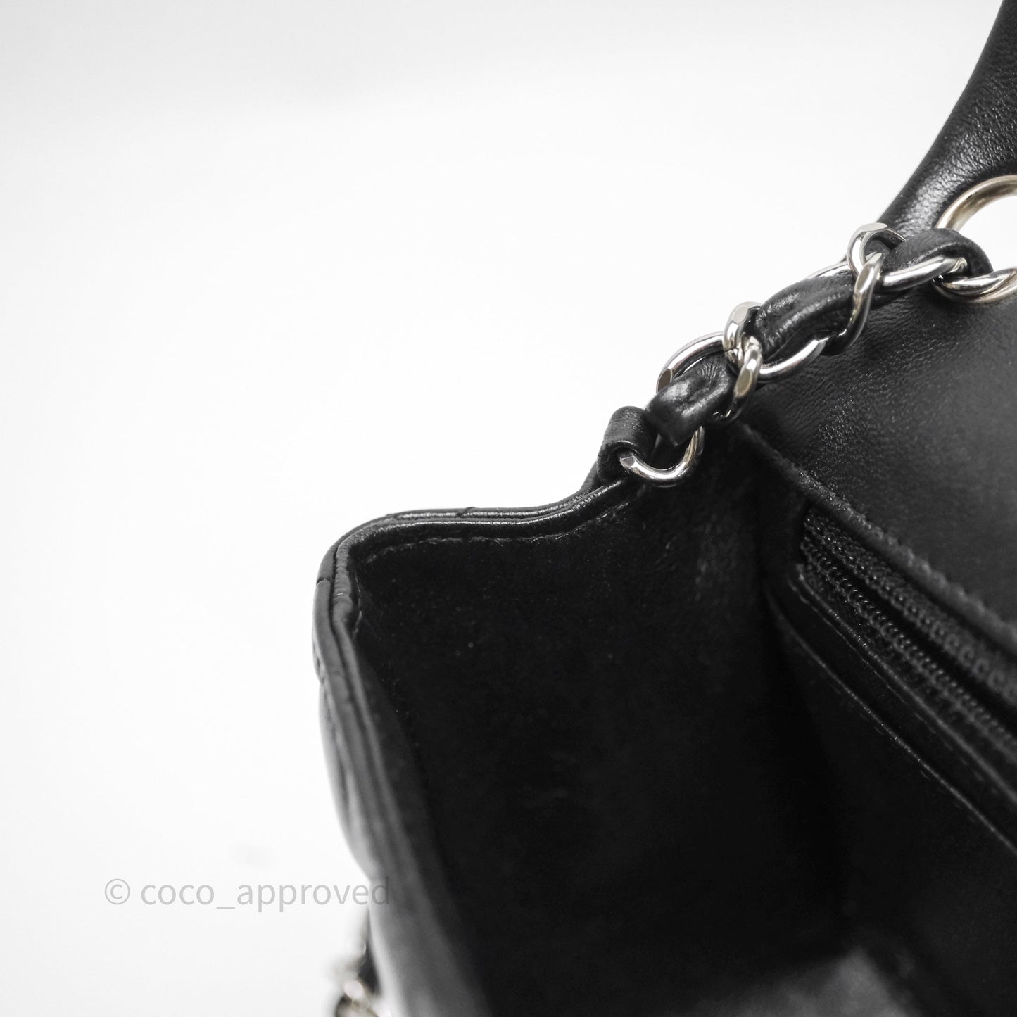 Chanel Mini Square Quilted Black Lambskin Silver Hardware