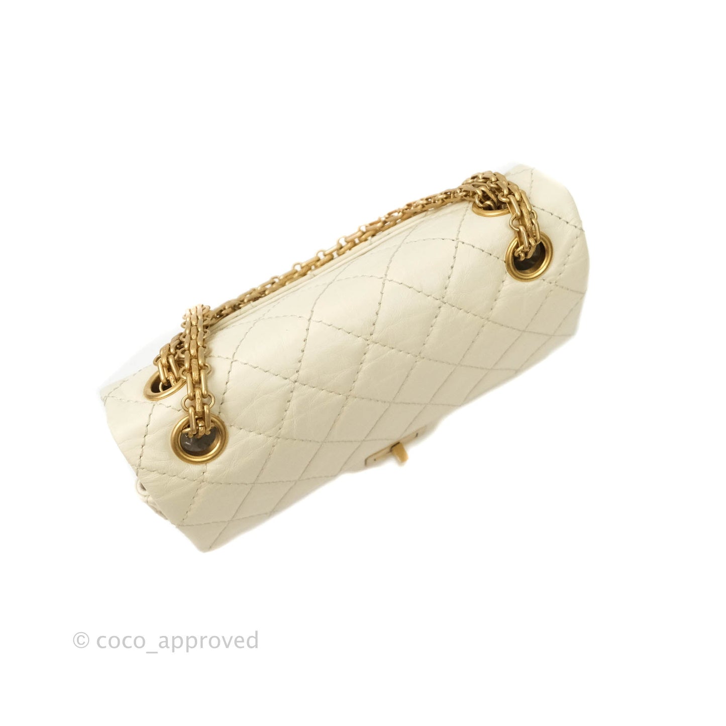 Chanel Mini Reissue 224 White Aged Calfskin Aged Gold Hardware