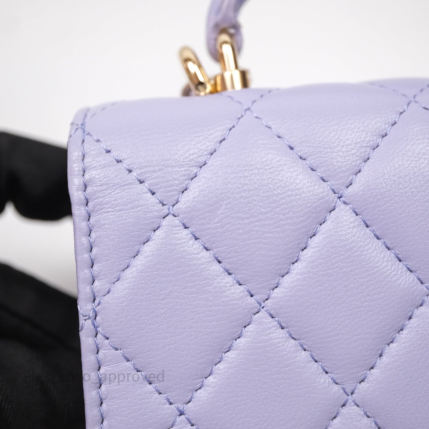 Chanel Mini Handle Flap Coin Purse With Chain Lilac Lambskin Gold Hardware