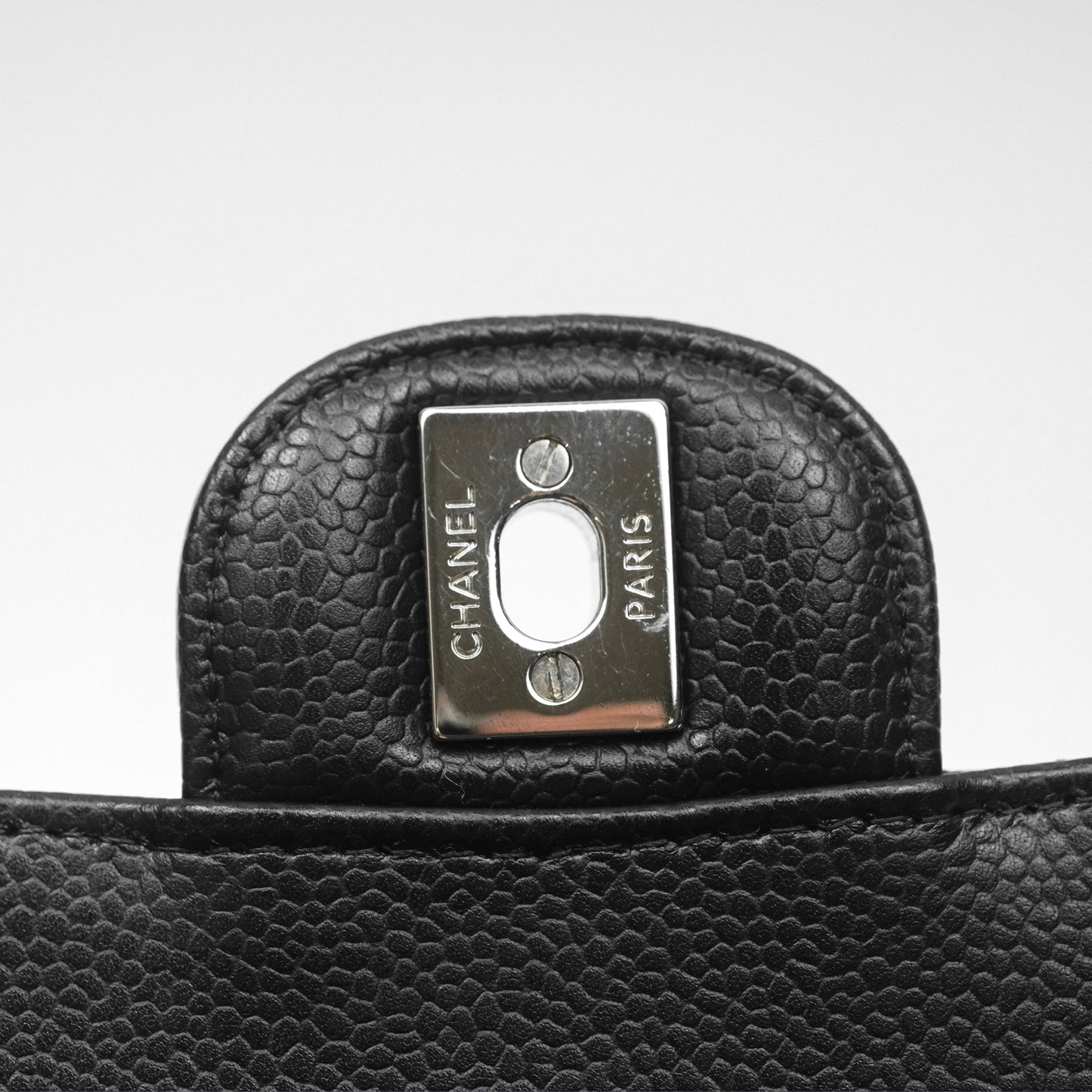 Chanel Classic M/L Medium Flap Quilted Black Caviar Silver Hardware