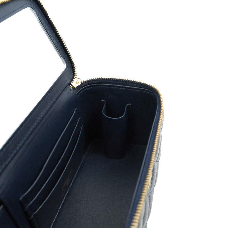 Chanel Vanity with Chain Navy Caviar Gold Hardware