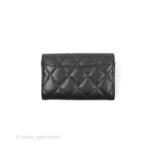 Chanel Quilted Flap Card Holder Black Caviar Gold Hardware