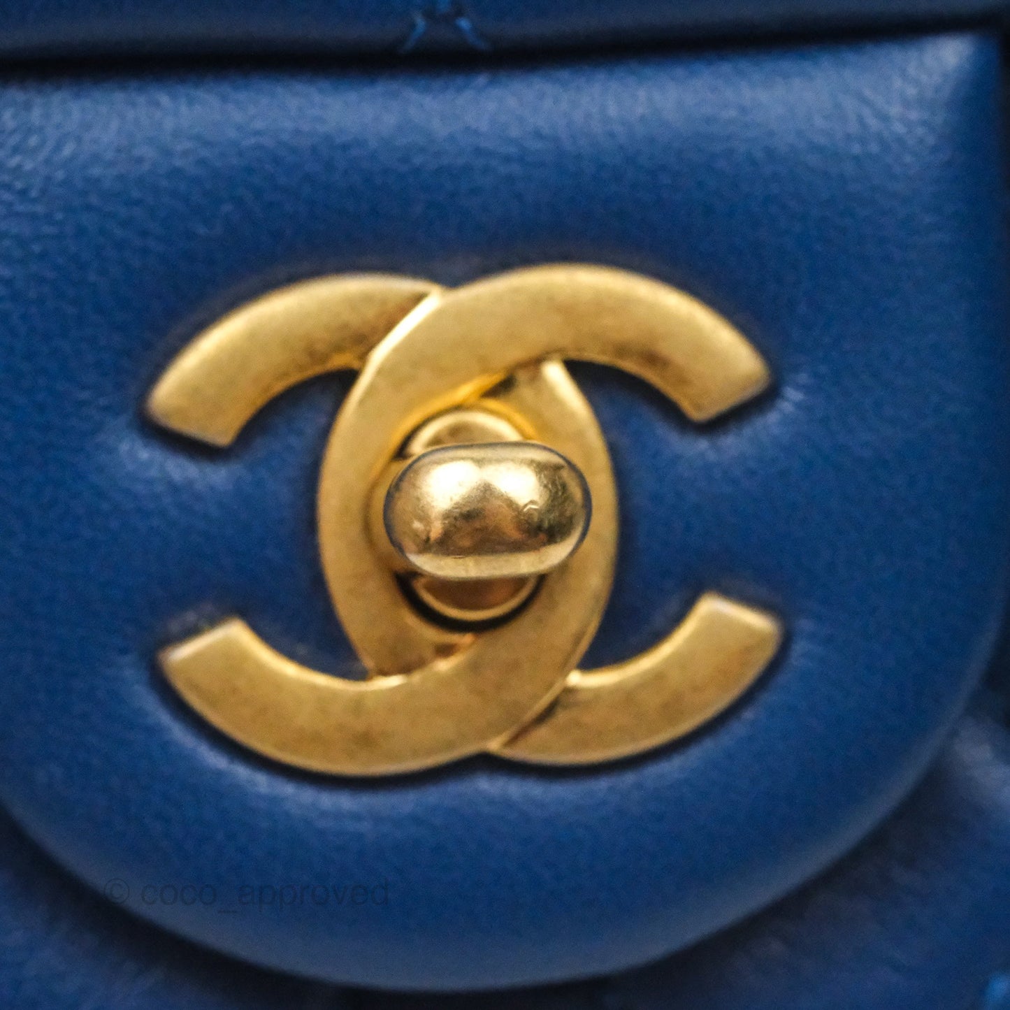 Chanel Mini Rectangular Pearl Crush Blue Lambskin Aged Gold Hardware