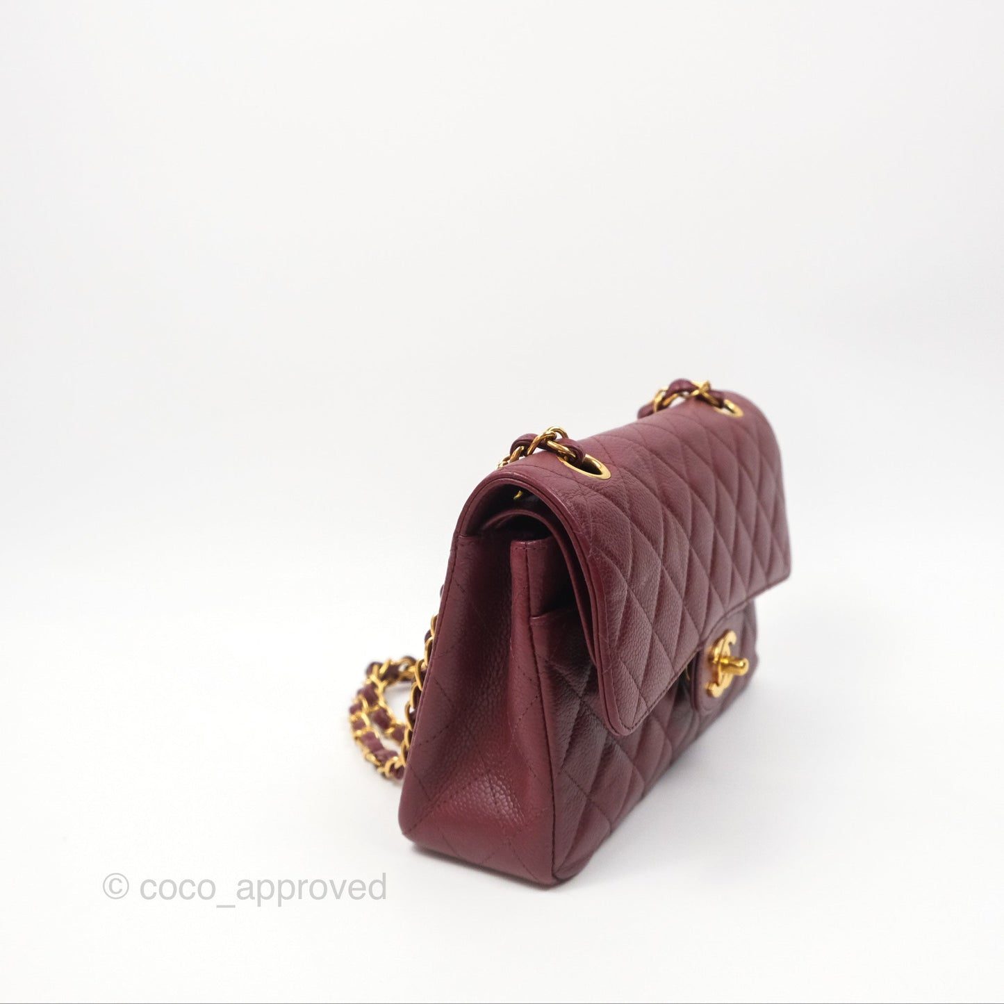 Chanel Vintage Classic Small S/M Flap Burgundy Caviar 24K Gold Hardware