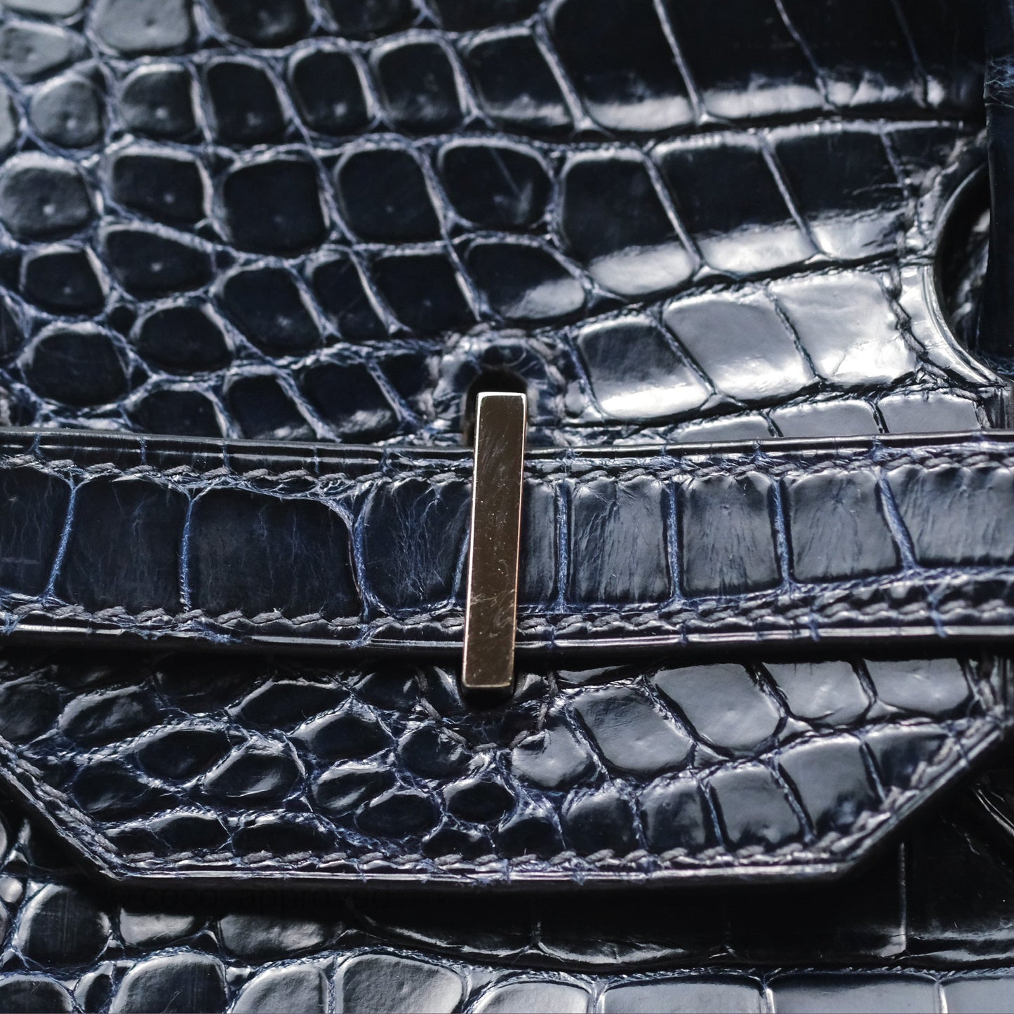 Hermès Birkin 35 Porosus Marine 78 Palladium Hardware