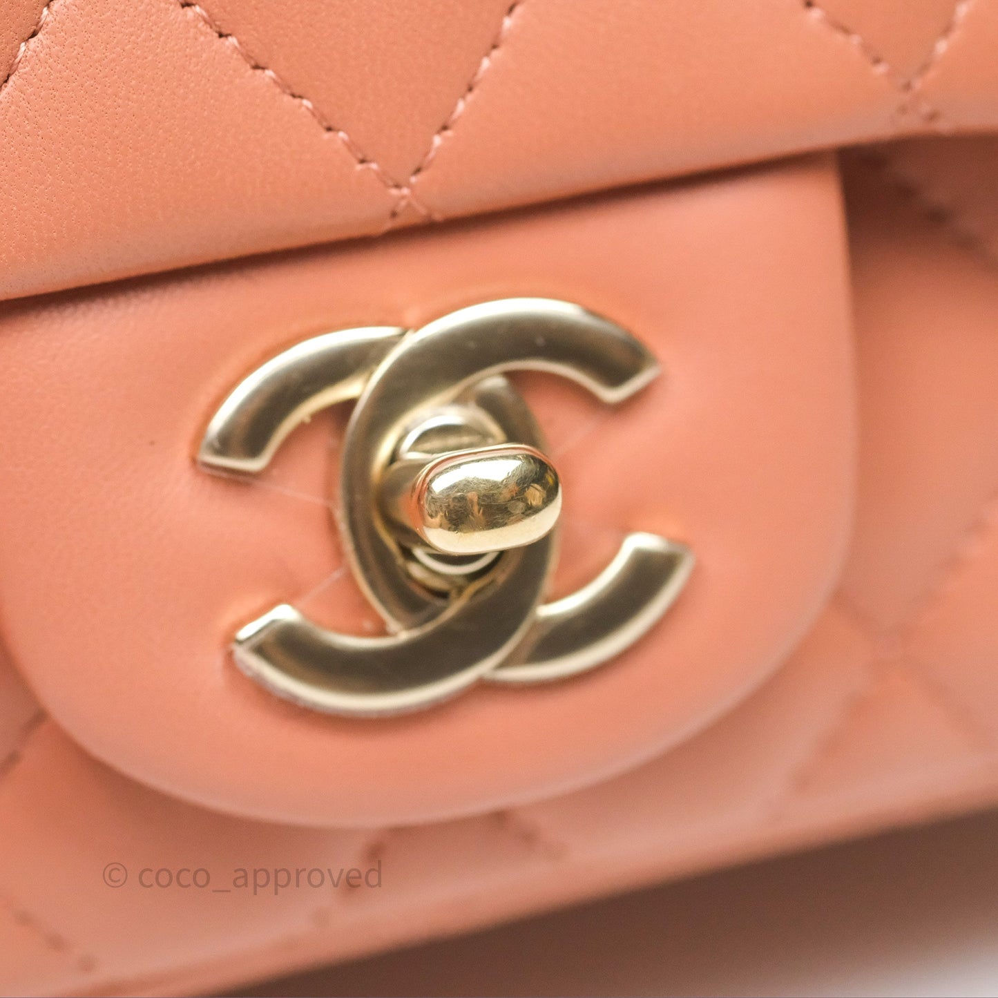 Chanel Mini Square Flap Quilted Dark Beige Lambskin Gold Hardware