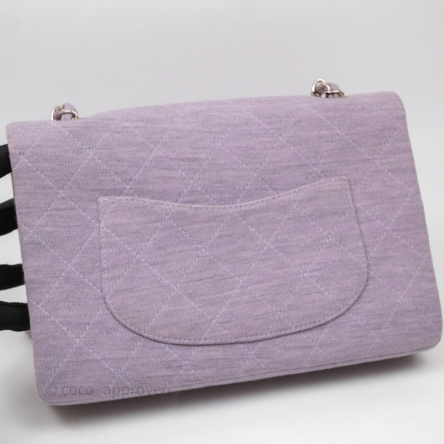 Chanel Medium Single Jersey Flap Bag Purple Silver Hardware