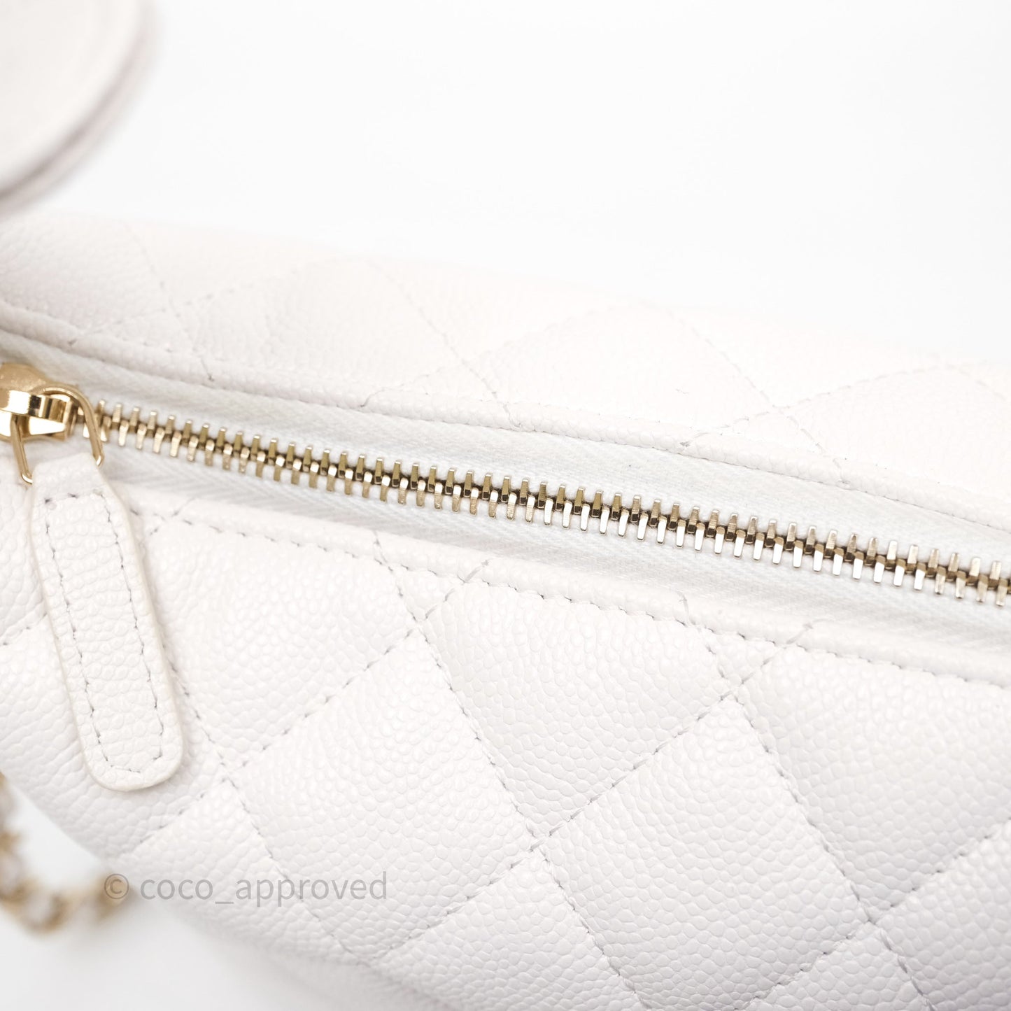 Chanel Quilted Hobo With Chain White Caviar Gold Hardware