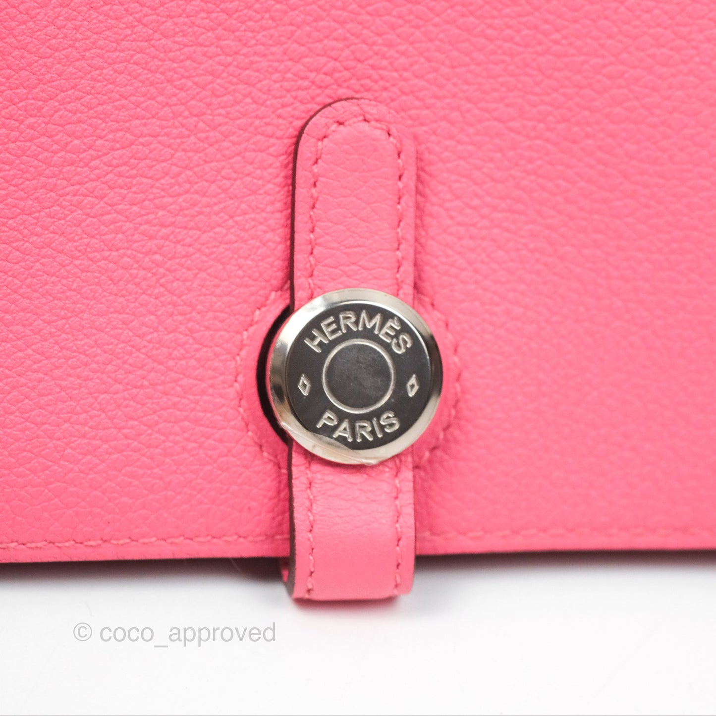 Hermes Dogon Compact Wallet Rose Azalée Evercolor Palladium Hardware