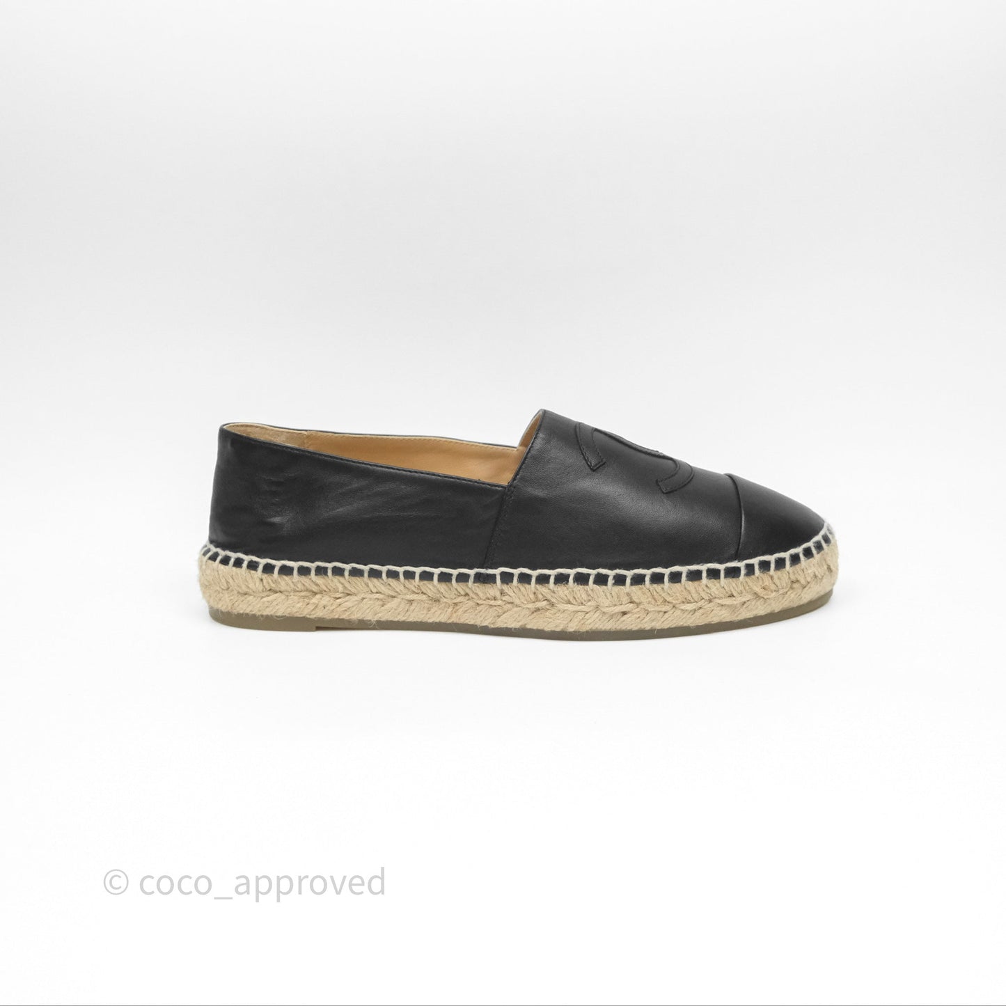 Chanel Espadrille Black Leather Size 40