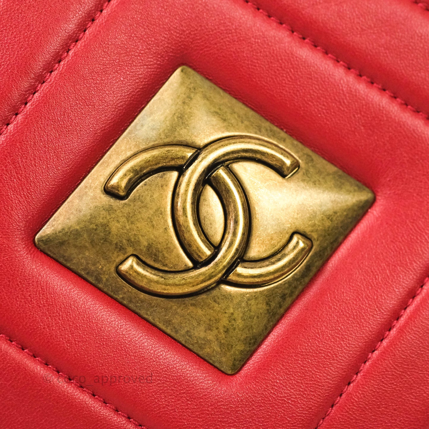 Chanel CC Red Crossbody Camera Bag Aged Gold Hardware