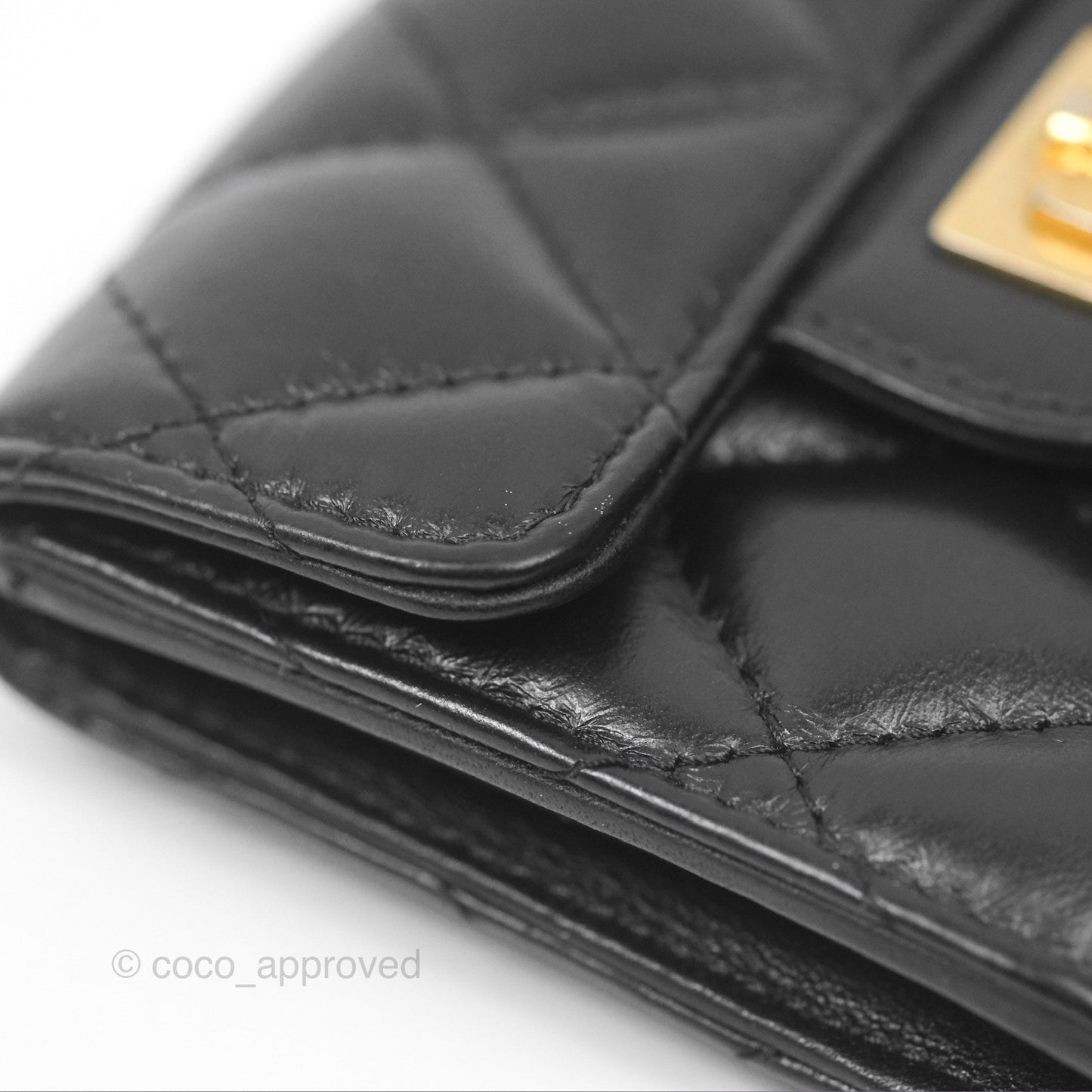 Chanel Reissue Card Holder Black Aged Calfskin Gold Hardware