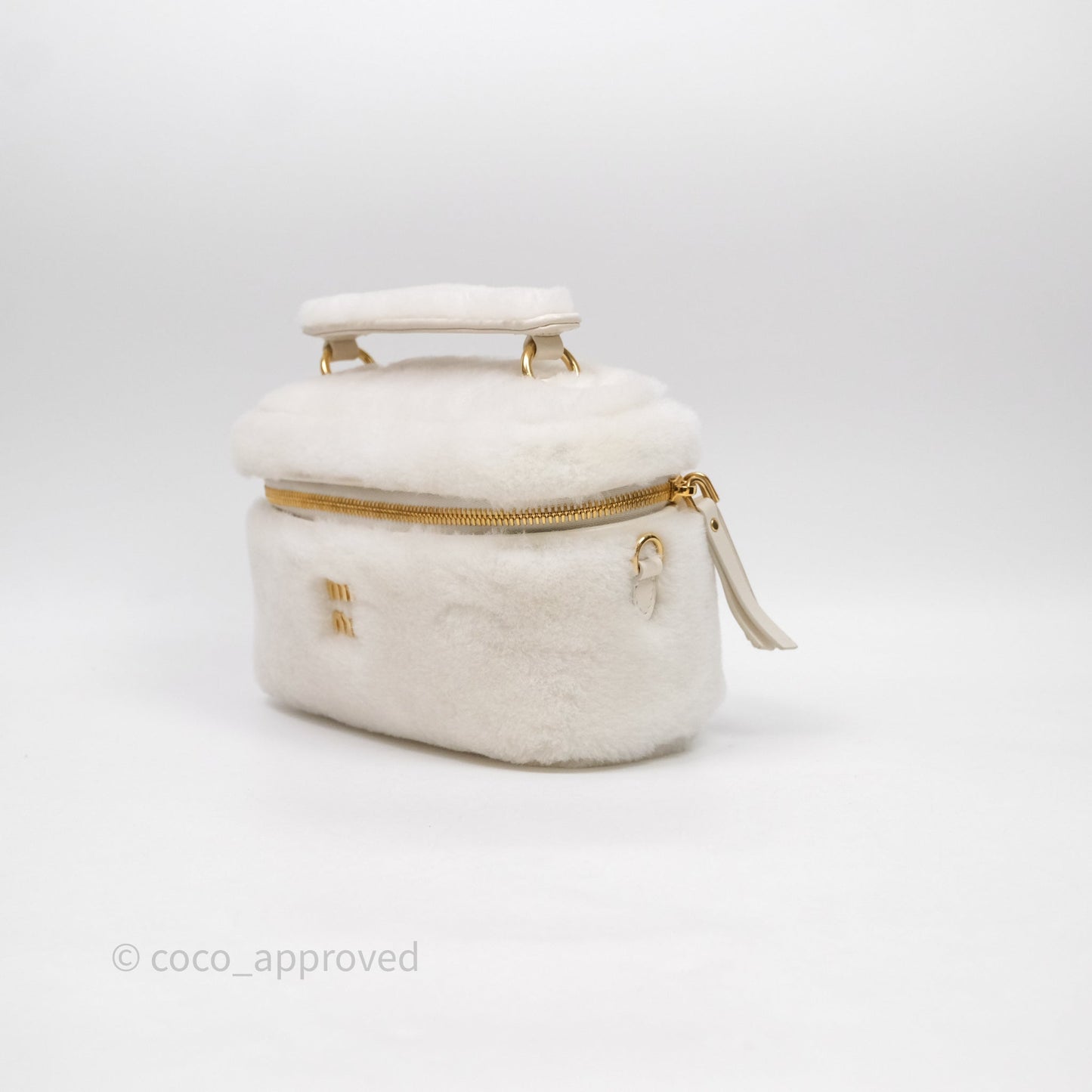 Miu Miu Shearling Vanity Case White Gold Hardware