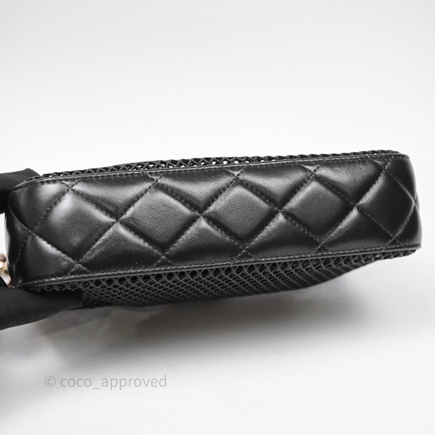 Chanel Mesh Clutch With Chain Black Shiny Lambskin Gold Hardware