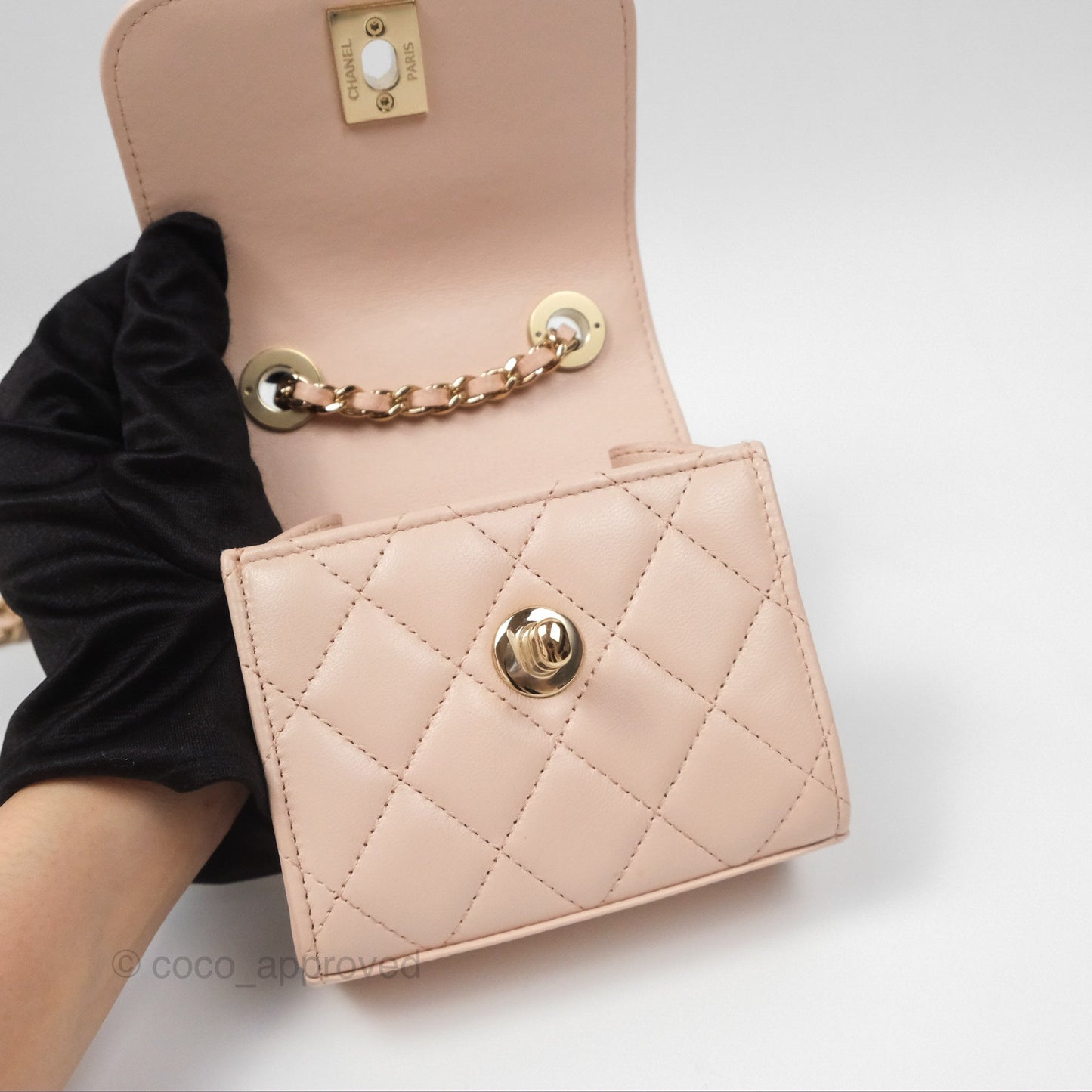 Chanel Mini Quilted Trendy CC Clutch With Chain Light Pink Lambskin Gold Hardware