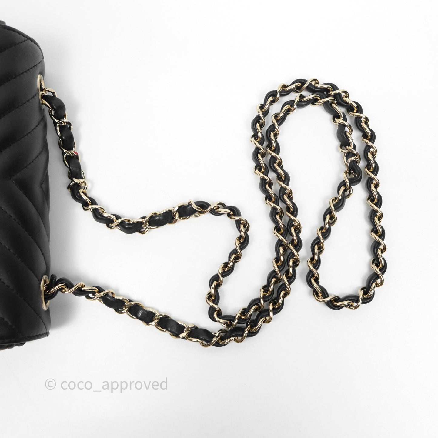 Chanel Mini Square Black Chevron Lambskin Gold Hardware