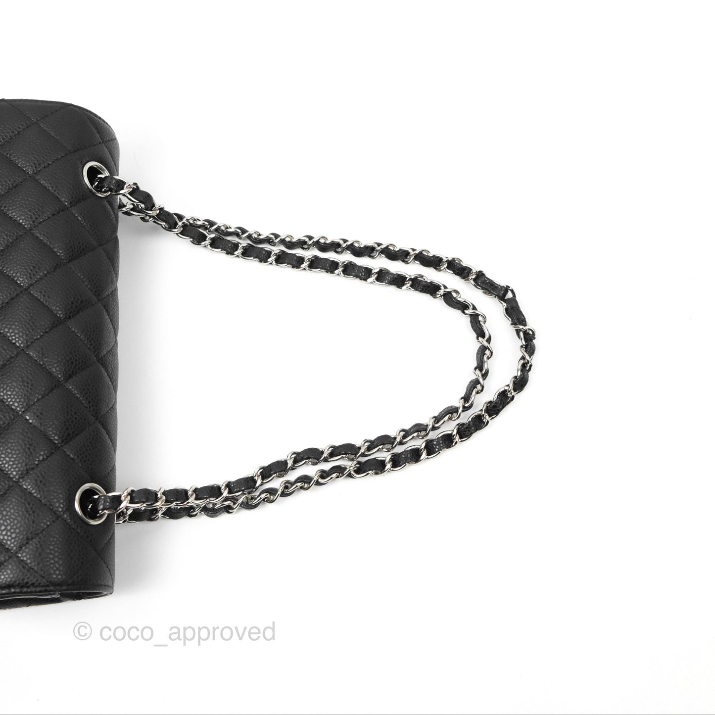 Chanel Classic M/L Medium Flap Quilted Black Caviar Silver Hardware