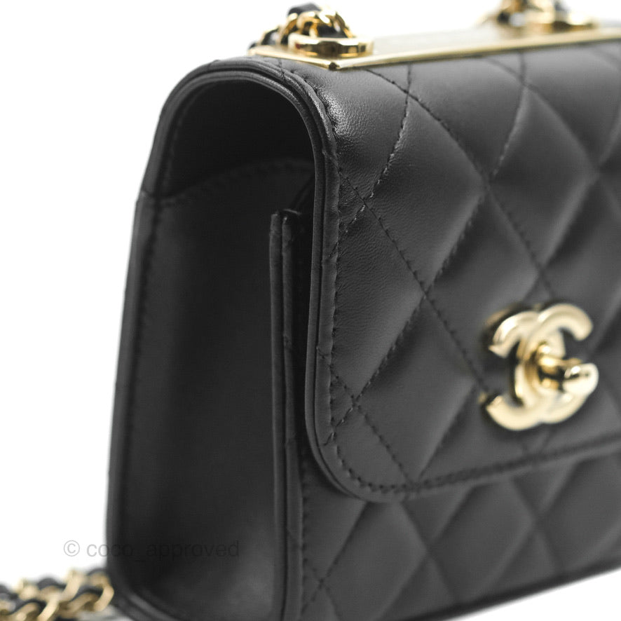 Chanel Small Quilted Trendy CC Clutch With Chain Black Lambskin Gold Hardware