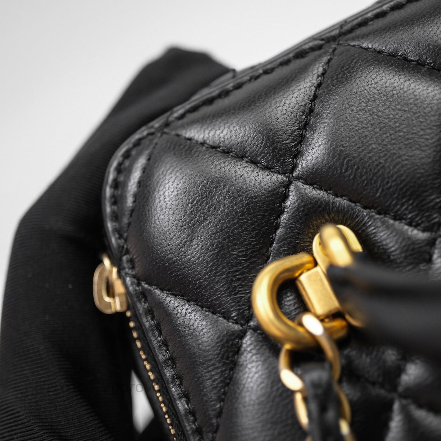 Chanel Top Handle Vanity Rectangular Black Lambskin Aged Gold Hardware