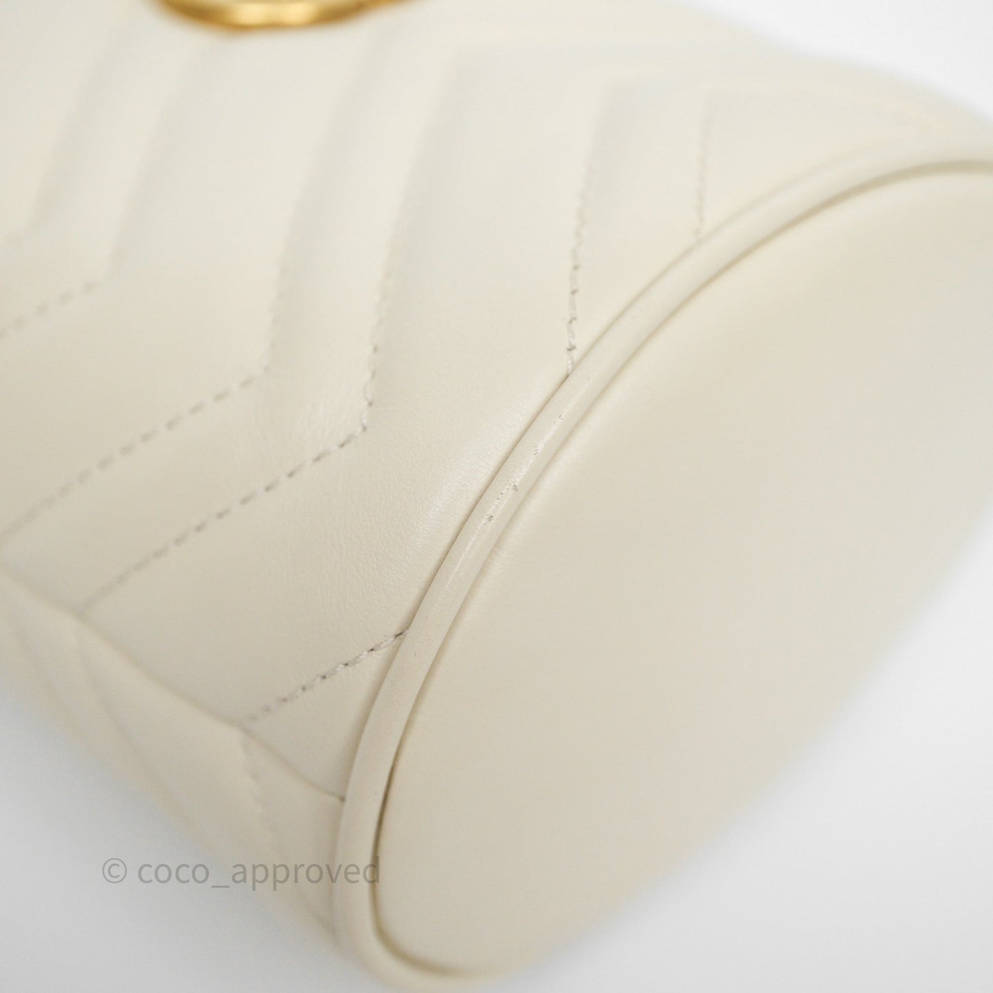 Gucci GG Marmont Mini Bucket Bag Ivory Leather