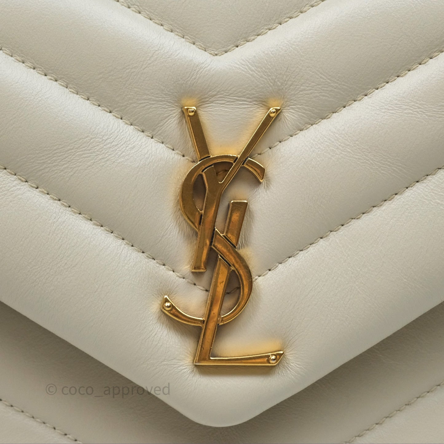 Saint Laurent Loulou Small Flap Bag Ivory Light Beige Gold Hardware