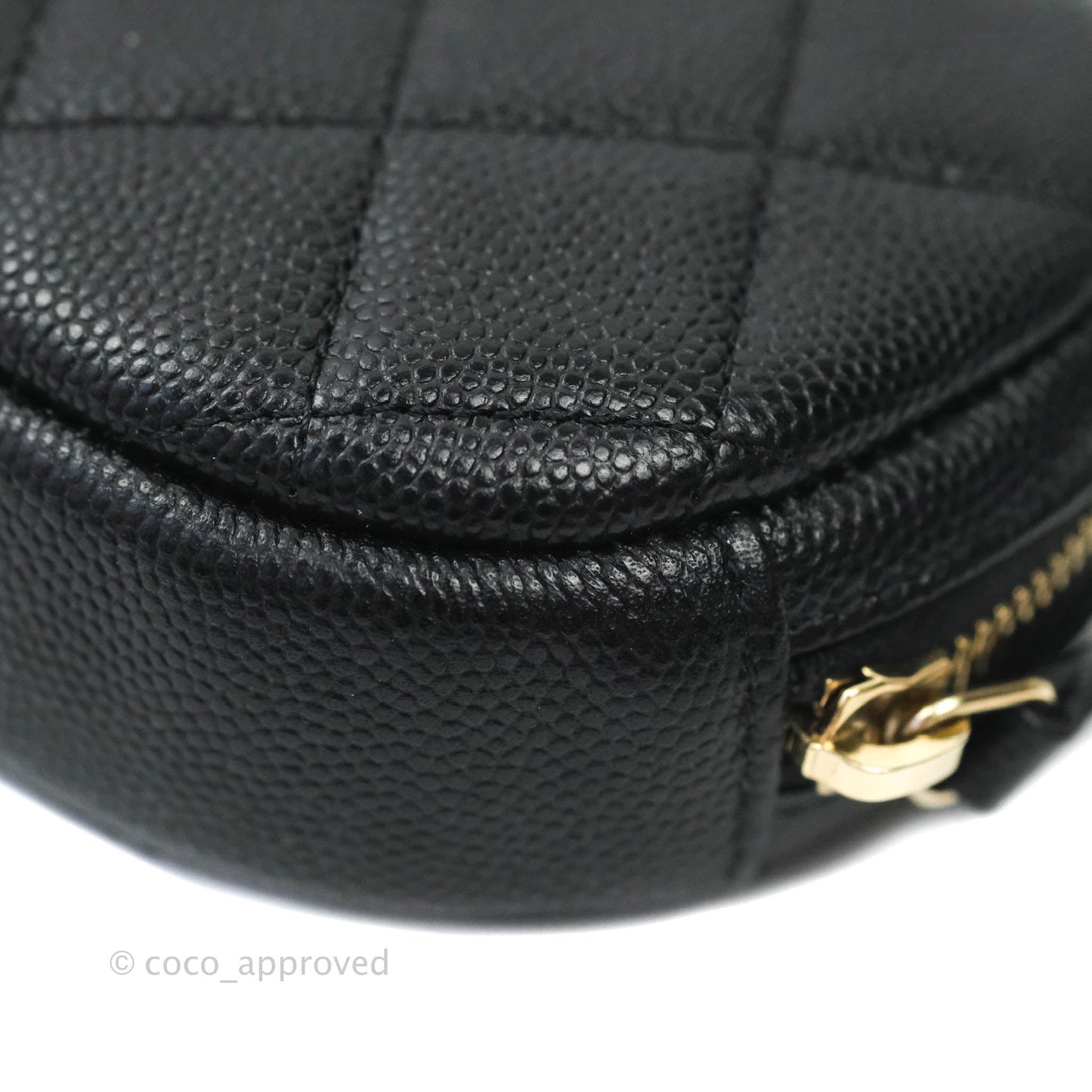 Chanel CC Round Coin Purse Black Caviar Gold Hardware