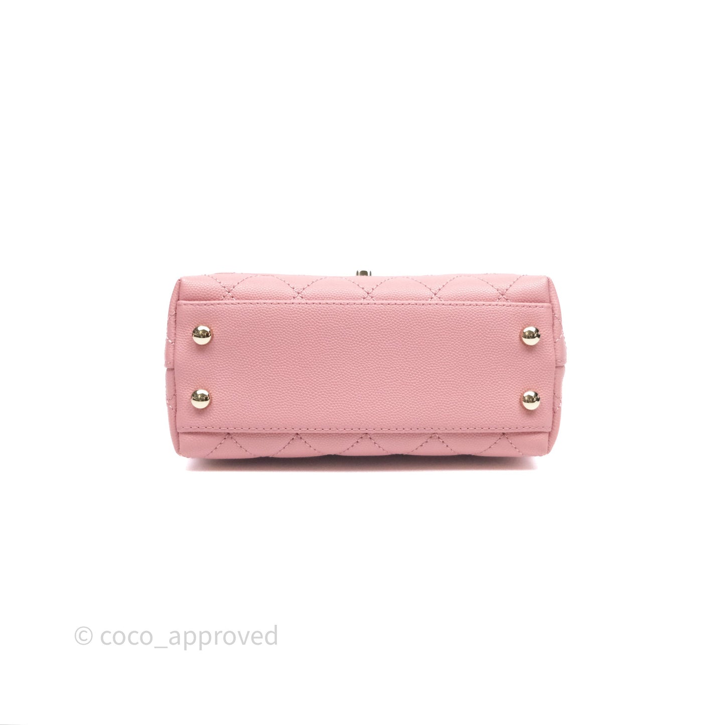 Chanel Mini Coco Handle Quilted Pink Caviar Gold Hardware