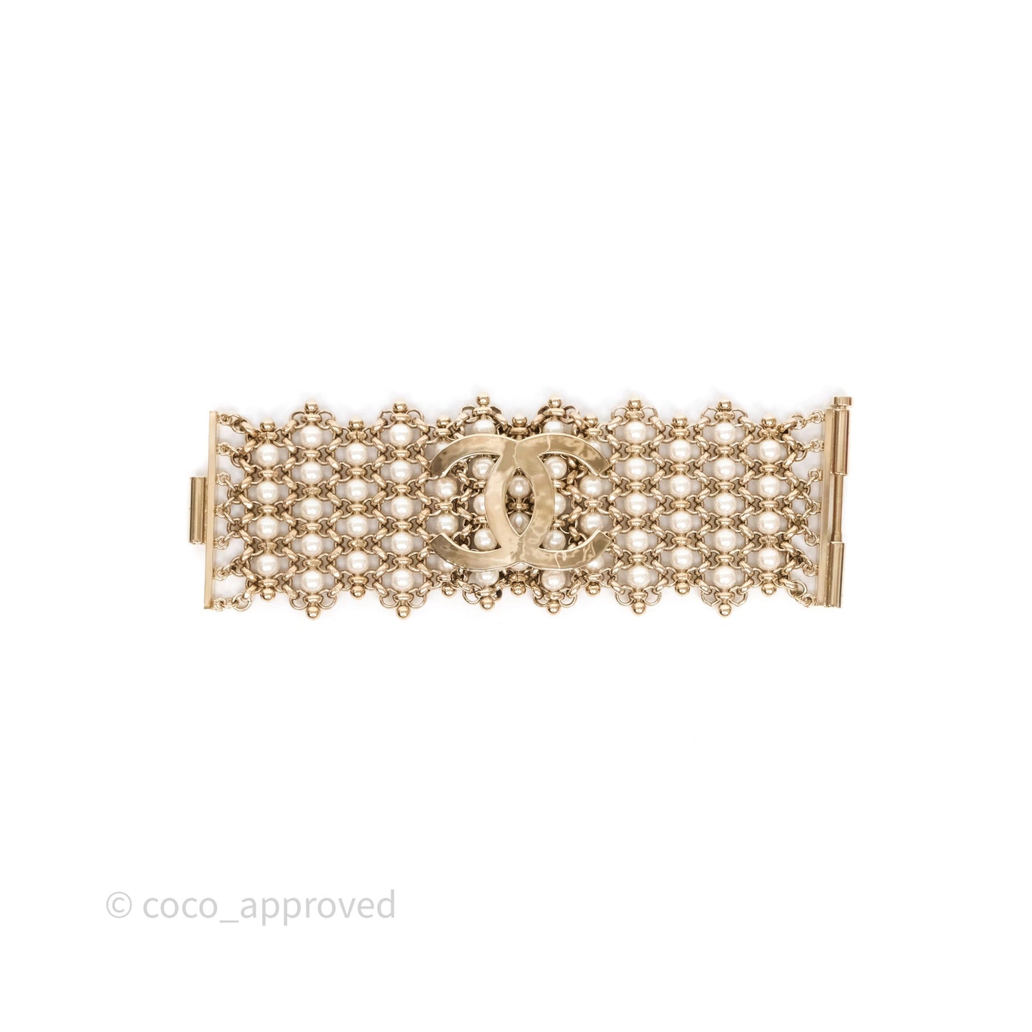 Chanel CC Pearl Bracelet Gold Tone 20C