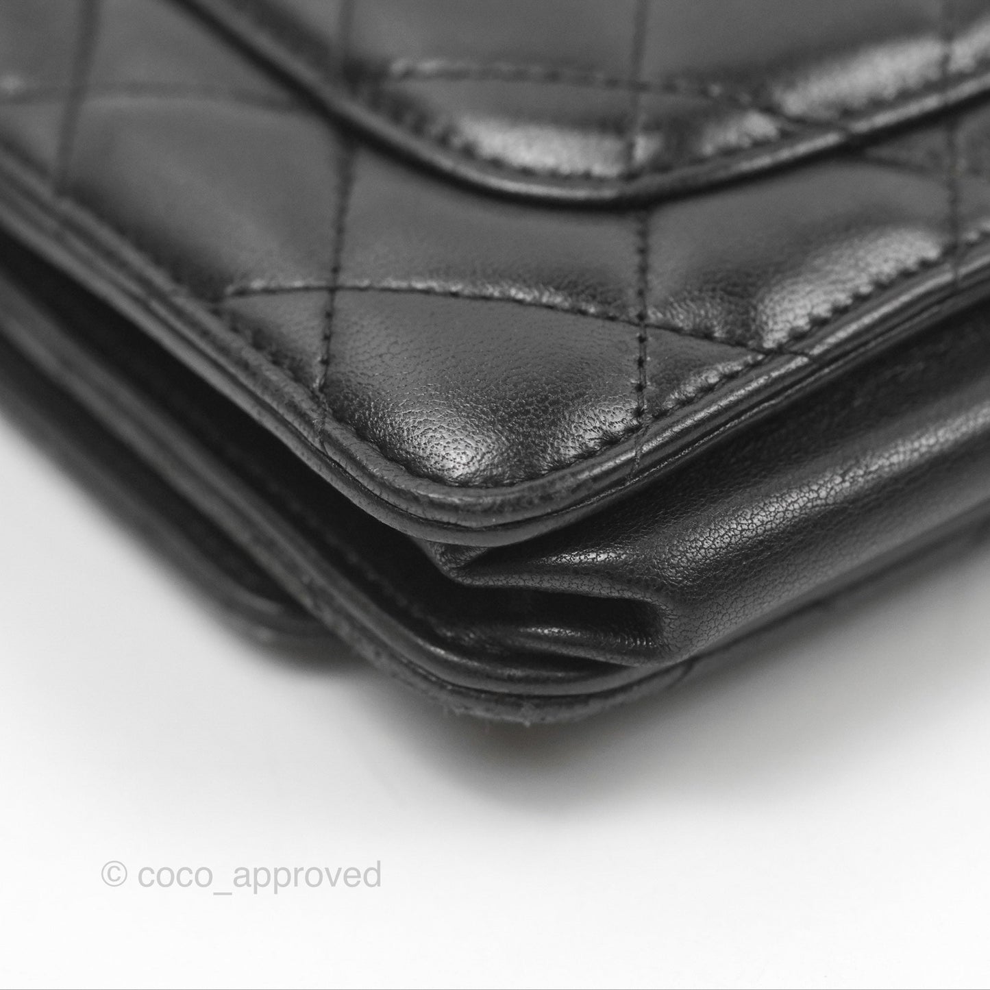 Chanel Quilted Classic Wallet On Chain WOC Black Lambskin Silver Hardware