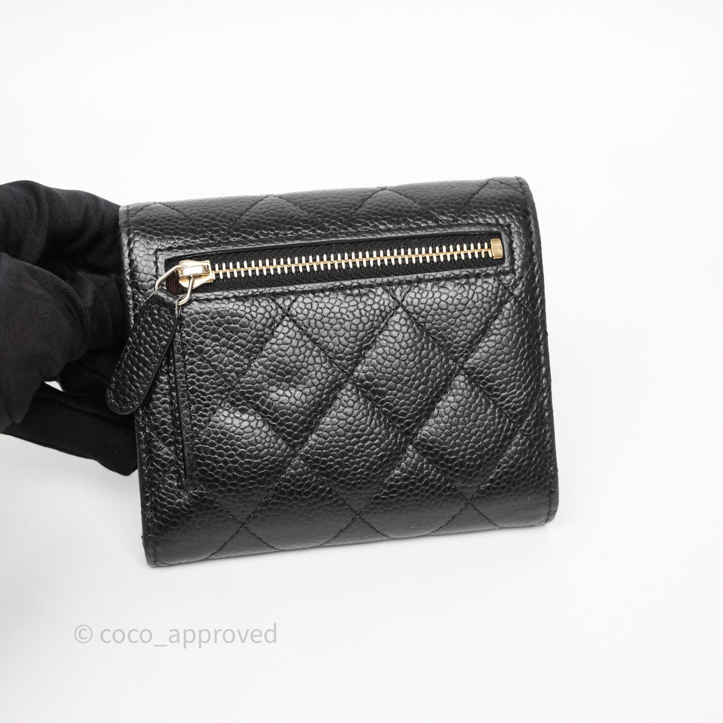Chanel Classic Short Flap Wallet Black Caviar Gold Hardware