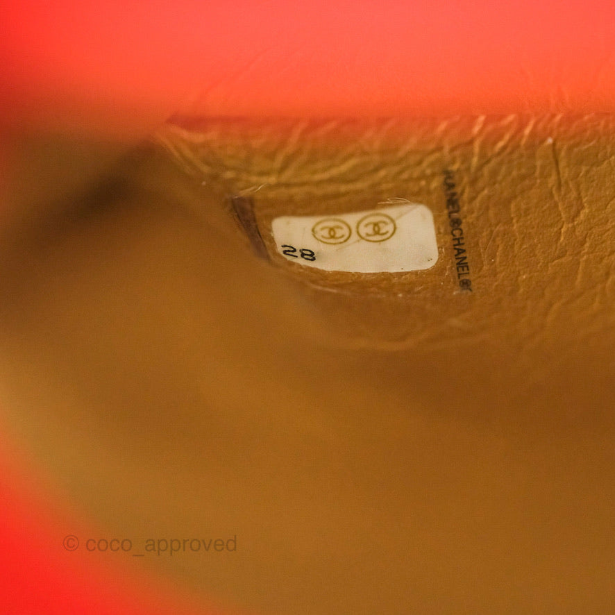 Chanel Top Handle Flap Bag Red Lambskin Aged Gold Hardware