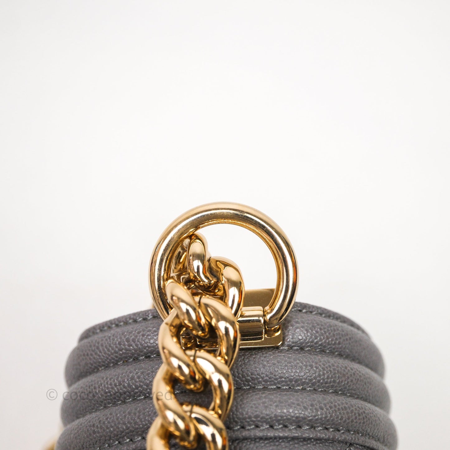 Chanel Small Boy Dark Grey Caviar Gold Hardware