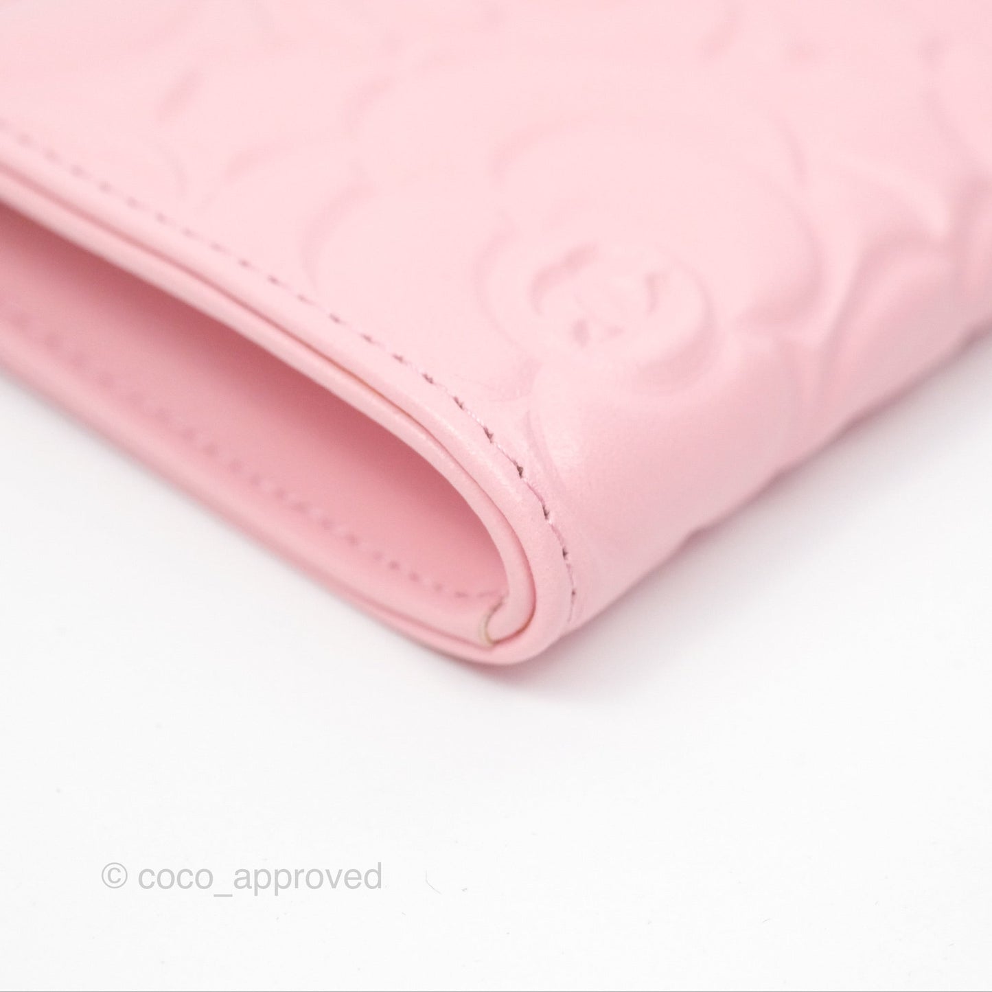 Chanel Key Holder Case Pink Camellia Embossed Lambskin Gold Hardware