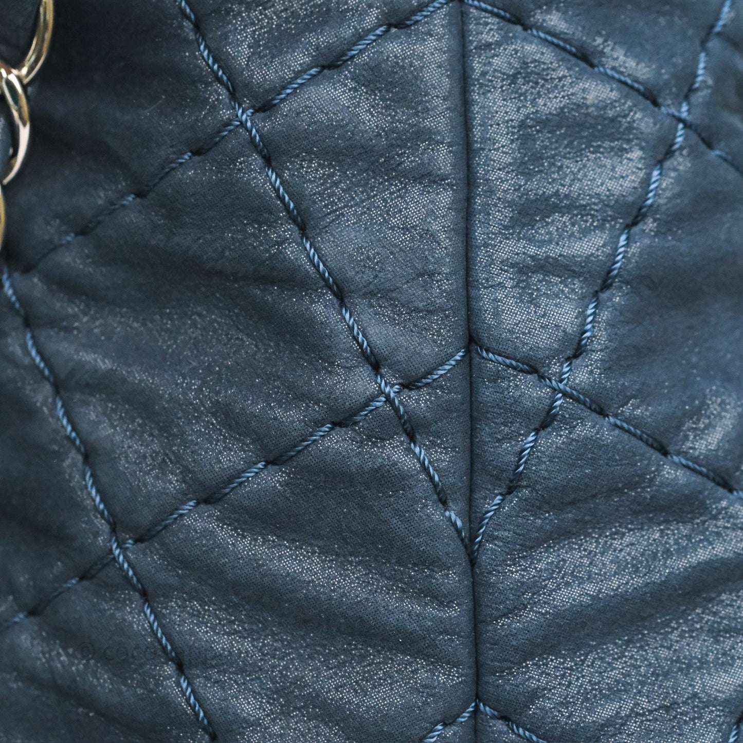 Chanel Small Sea Hit Tote Navy Iridescent Calfskin Silver Hardware