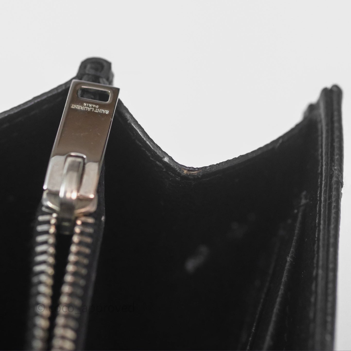 Saint Laurent Wallet on Chain WOC Black Grained Leather Sliver Hardware